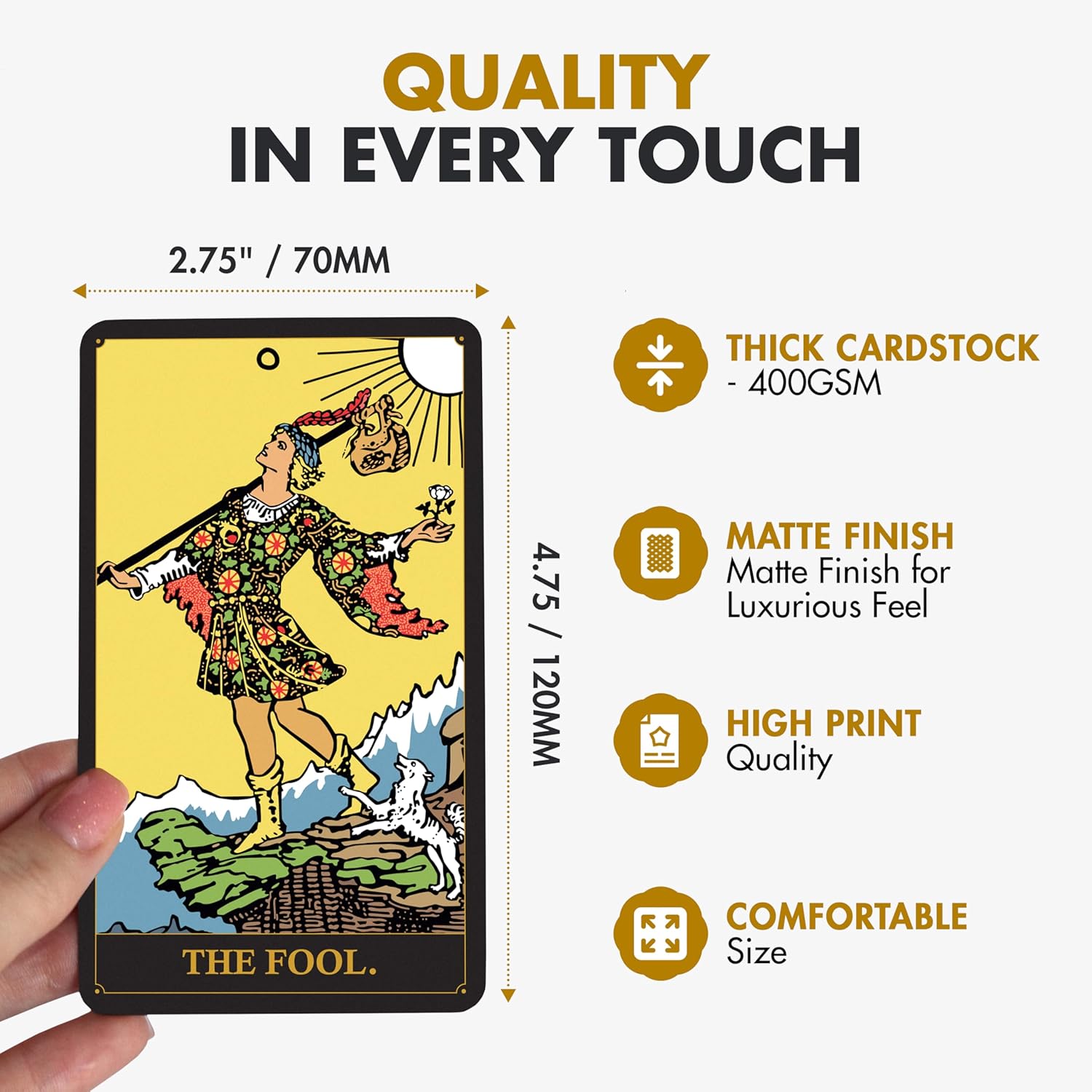 Wyspell Classic Tarot Cards for Beginners - Original Tarot Cards with Guide Book - Beginner Friendly - Traditional Tarot Deck (Dark) - Image 3