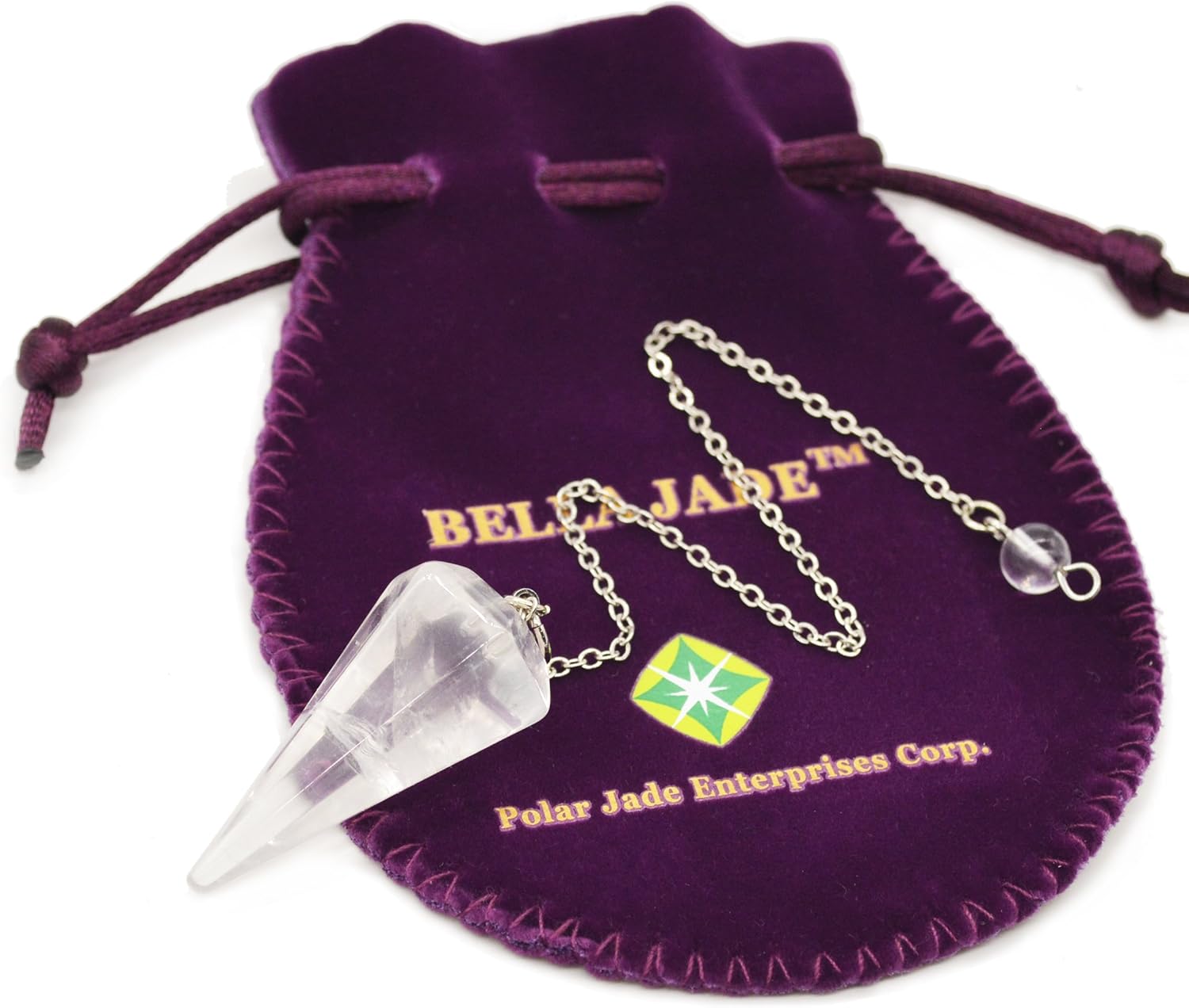 Polar Jade Pendulum Made of Natural Gemstone Crystals for Dowsing Divination Chakra Reiki. Pointed with Chain and Jewelry Pouch - Image 6