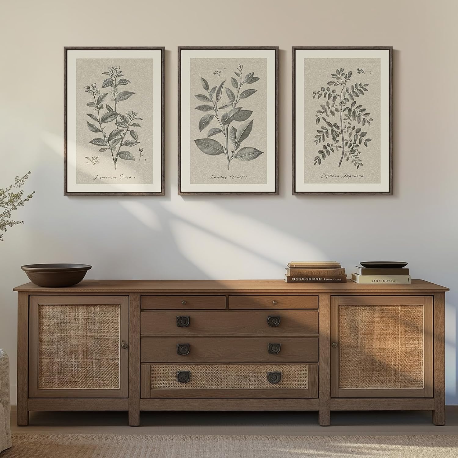 Framed Vintage Botanical Wall Art for Dining Room, 3 Piece Neutral Floral Plants Canvas Painting Prints Artwork, Rustic Flowers Pictures for Farmhouse Living Room Bedroom Kitchen Home Decor, 16x24 In - Image 9