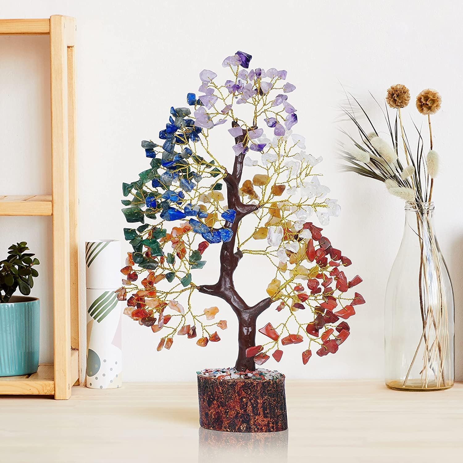 YATSKIA 7 Chakra Crystal Tree - Handmade Healing Crystal Trees with 7 Chakra Stones | Tree of Life for Meditation | Feng Shui | Birthday Gift for Woman | Gifts for Women | Home Decor | Office Décor - Image 5