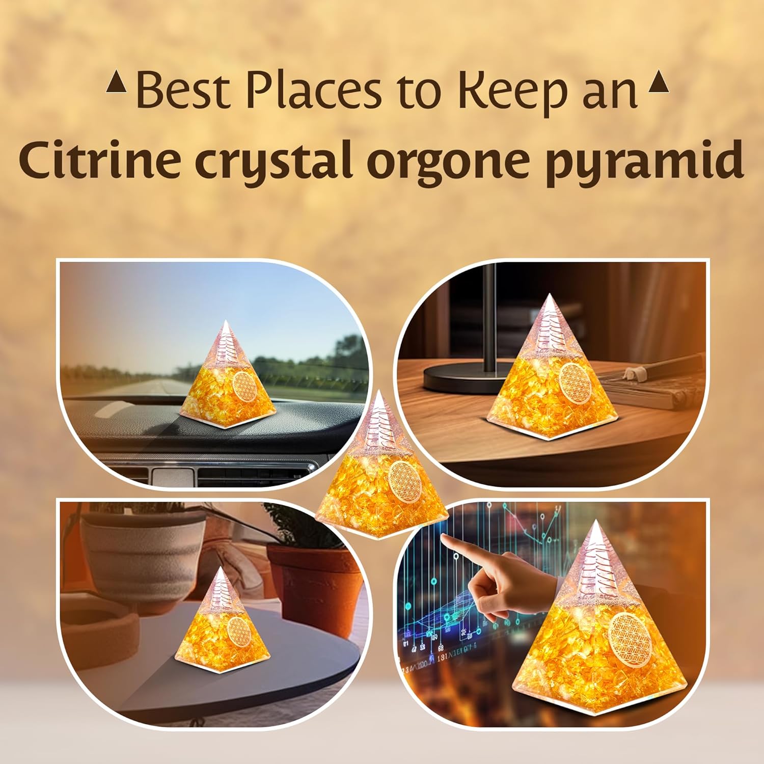 Orgone Citrine Pyramid for Success Handcrafted Orgonite Crystal Pyramid for Energy Balance, Meditation, Home Decor & Chakra Support - Image 6