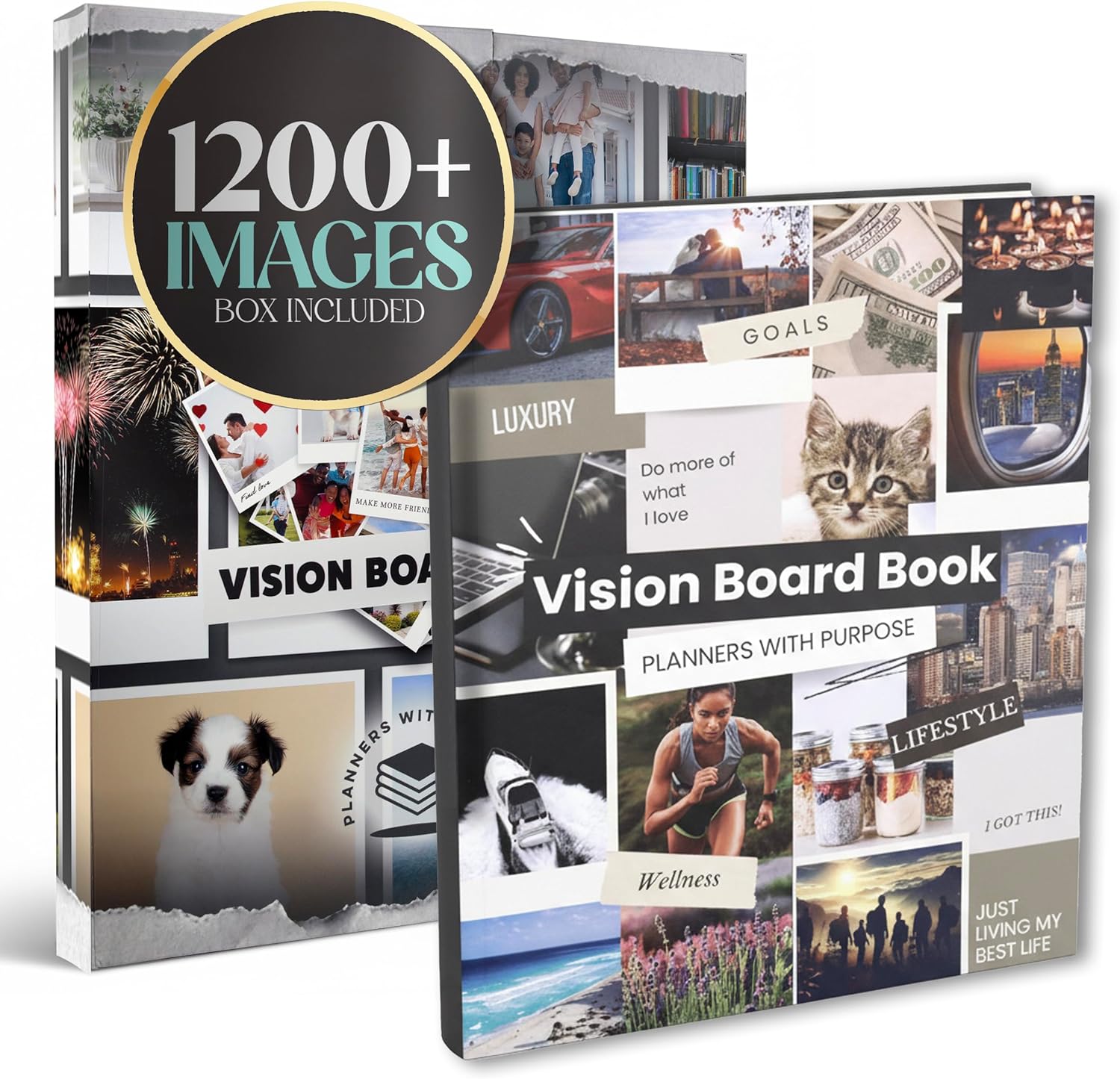 Planners with Purpose Vision Board Book 1,200+ Vision Board Images & Quotes - Goal Setting Vision Journal for Manifestation, Motivation & Lifestyle Inspiration - Law of Attraction Collage Supplies Kit