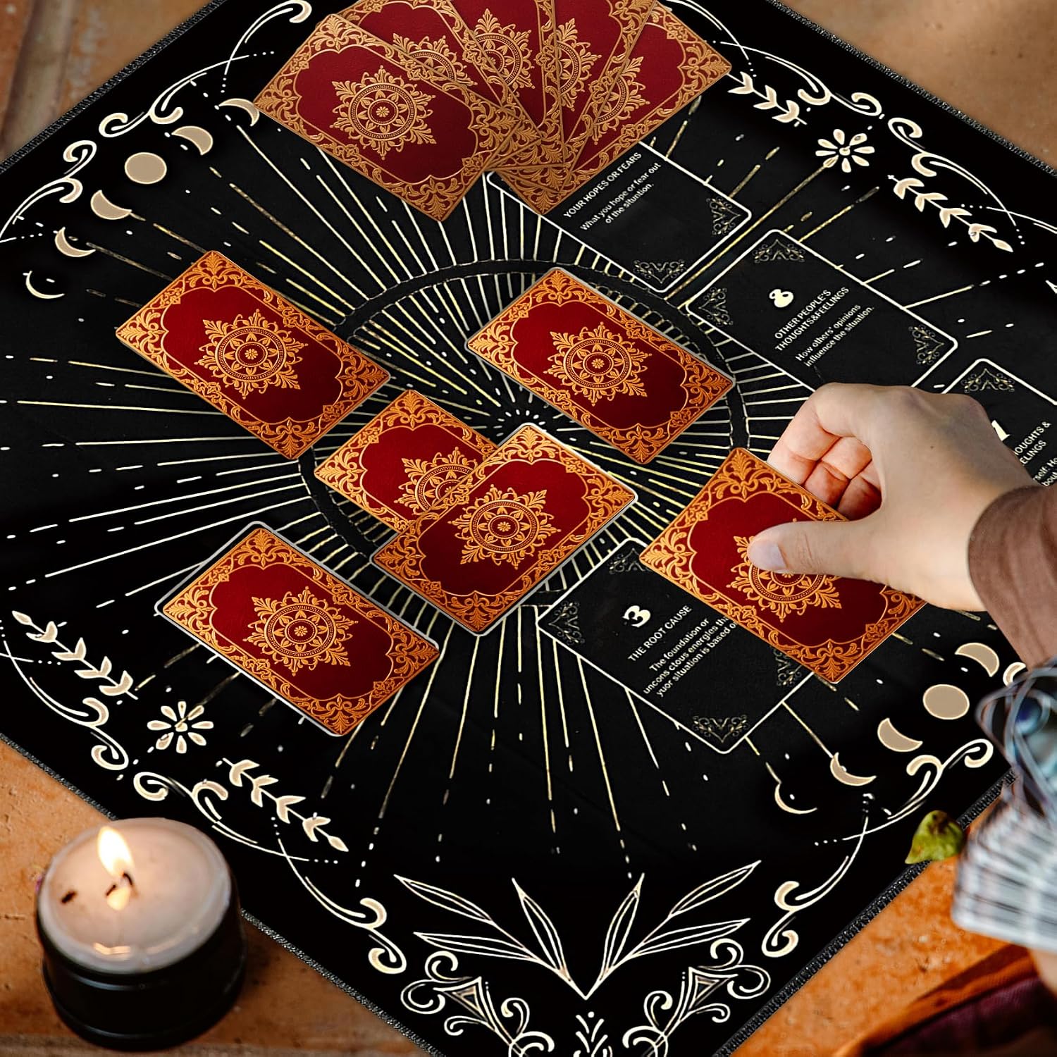 Knana Altar Cloth Tarot Card Cloth Celtic Cross Tarot Mat Velvet Tarot Tablecloth for Reading (Black) - Image 6