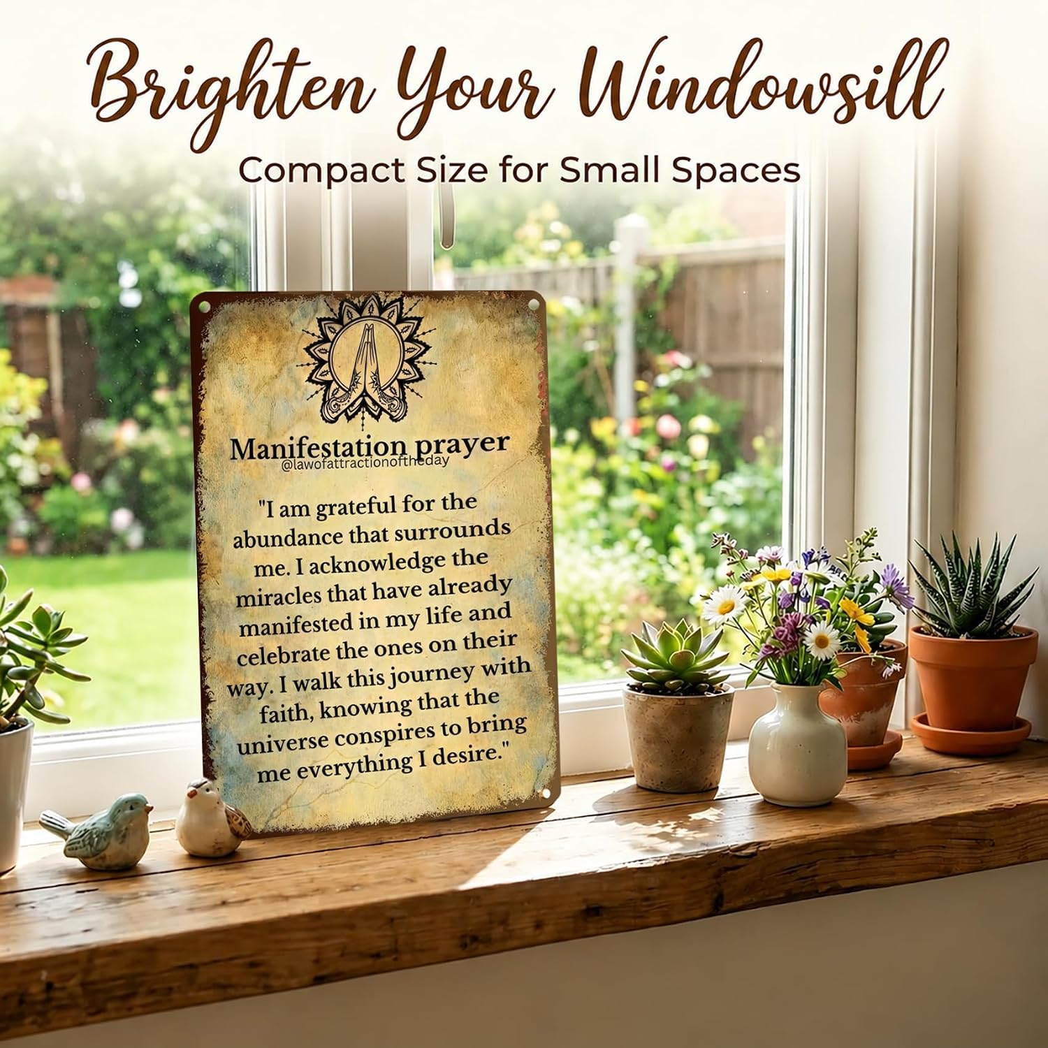 Manifestation Prayer Metal Tin Sign 8x12 Inches – Law of Attraction Spiritual Wall Art, Positive Affirmation Vintage Decor for Home, Office, Meditation & Yoga Room - Image 7