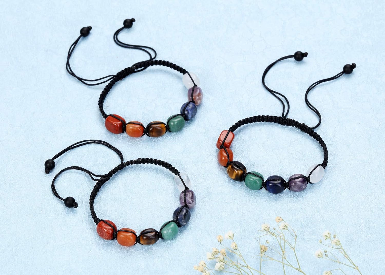 Jovivi 7 Chakra Reiki Healing Crystals Stretch Bracelet Natural Gemstone Energy Balancing Yoga Beads Bracelet for Women Braided Rope/Elastic String - Image 6