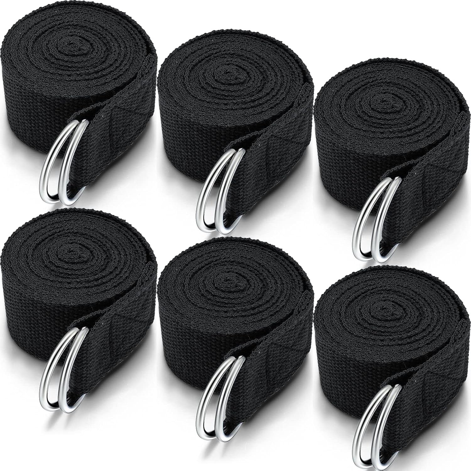 6 Pcs Yoga Strap for Stretching 8 ft Yoga Exercise Adjustable Straps Bands with Safe D Ring Buckle for Pilates, Gym Workouts, Fitness, Physical Exercise, Dance, Improve Flexibility