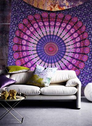 raajsee Indian Cotton Purple Tapest...
