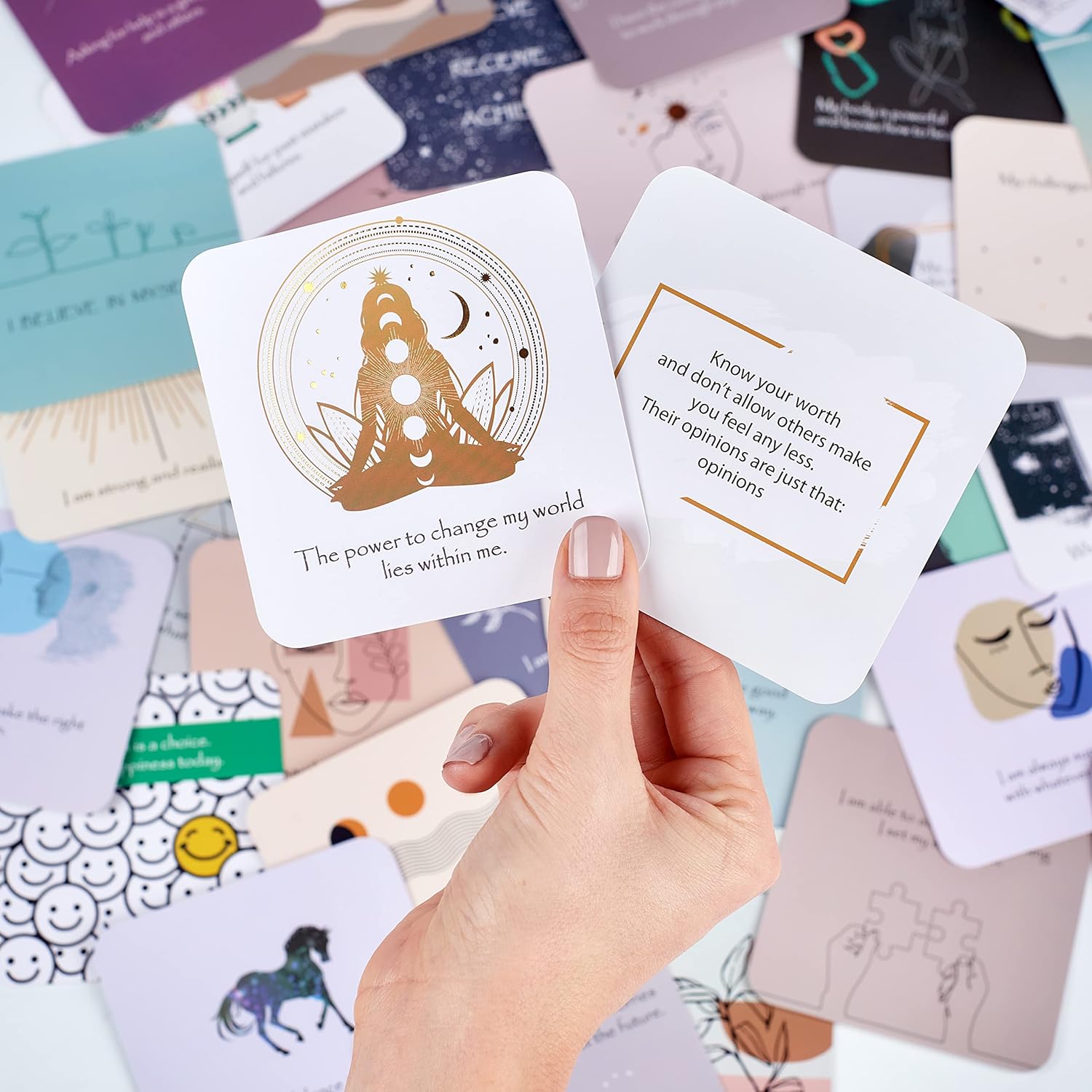 Ariond Happier Me - Daily Positive Affirmation Cards For Self Love | Inspirational Messages | Unique Artwork | Intentional Gift for Mindfulness, Meditation, Yoga, Gratitude, Women & Spirituality - Image 5