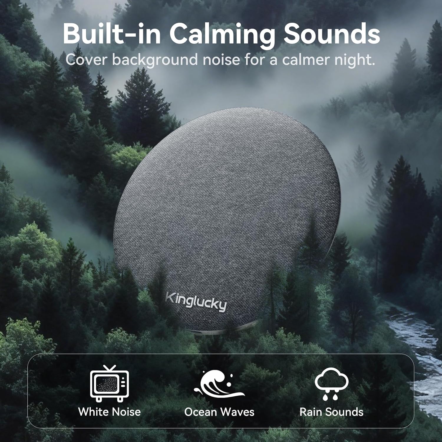 Kinglucky Pillow Speaker for Sleeping, Bluetooth Speaker Under Pillow with Built-in Pink Noise White Noise Sound Machine for Sleeping, White Noise Sound Machine with Sleep Pink Noise Music Grey - Image 4