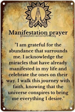 Manifestation Prayer Metal Tin Sign...