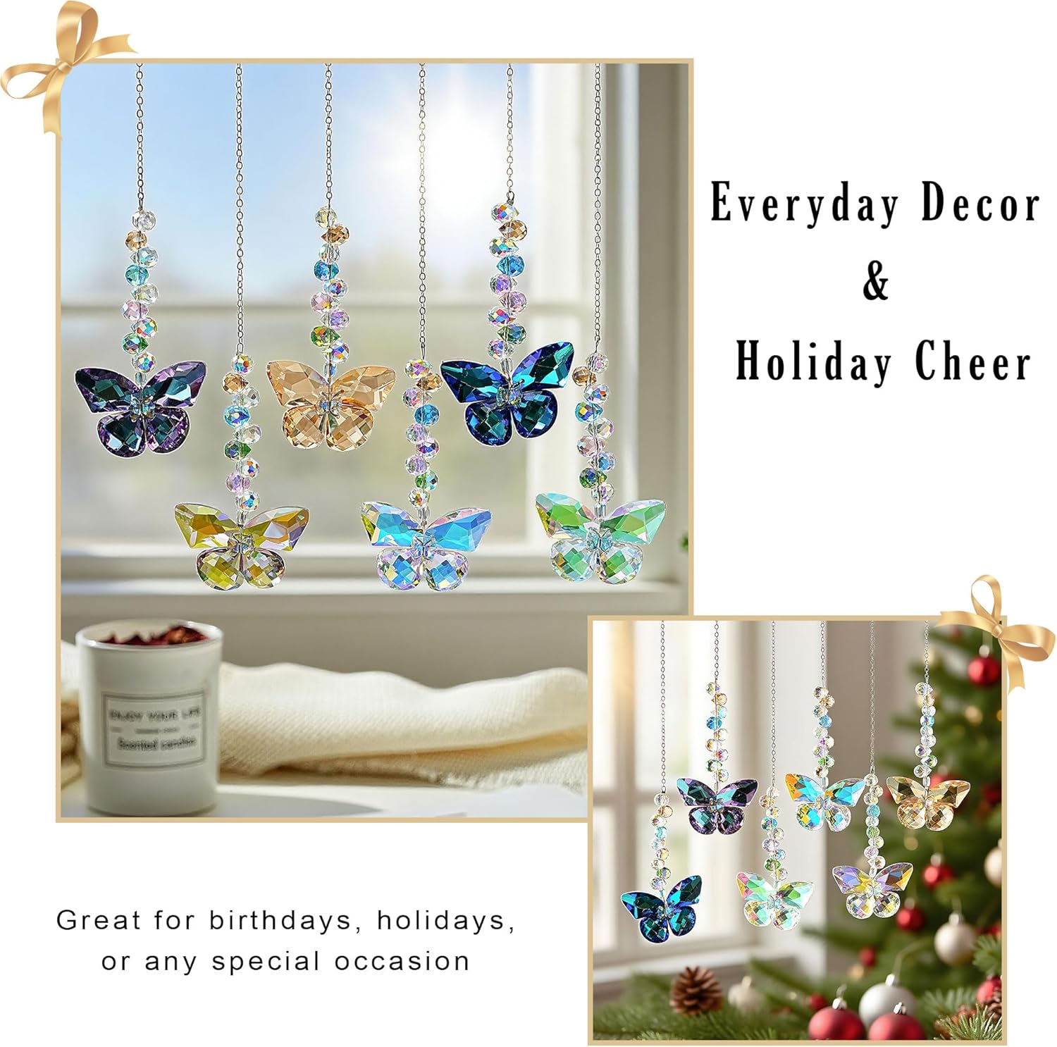 6PCS Crystal Butterfly Suncatchers for Window Hanging Ornaments Sun Catcher | Rainbow Maker,Sun Catchers Indoor Window,Wedding Garden Home Decor,Glass Ornaments for Christmas Tree,Gifts For Women Sister - Image 7