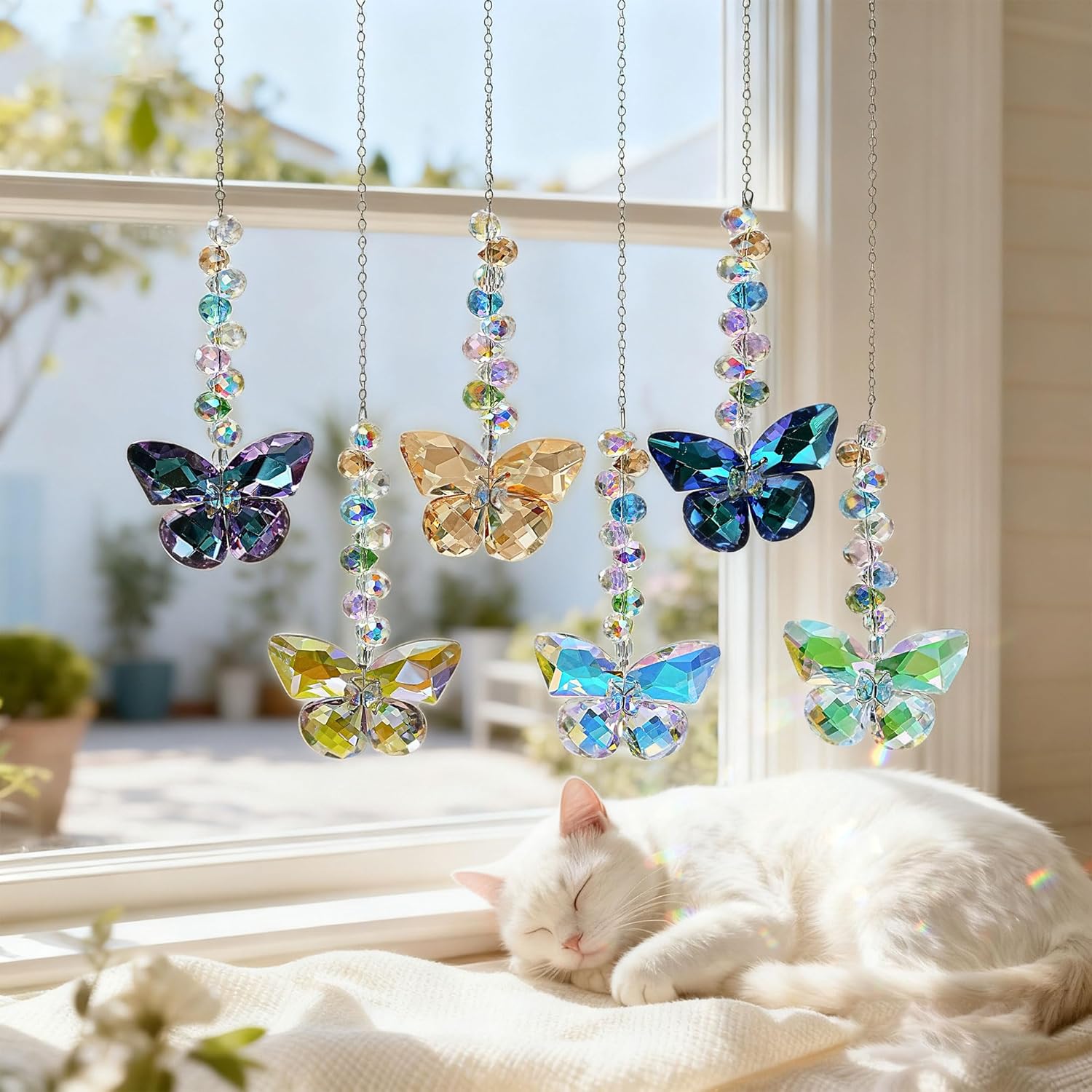 6PCS Crystal Butterfly Suncatchers for Window Hanging Ornaments Sun Catcher | Rainbow Maker,Sun Catchers Indoor Window,Wedding Garden Home Decor,Glass Ornaments for Christmas Tree,Gifts For Women Sister - Image 2