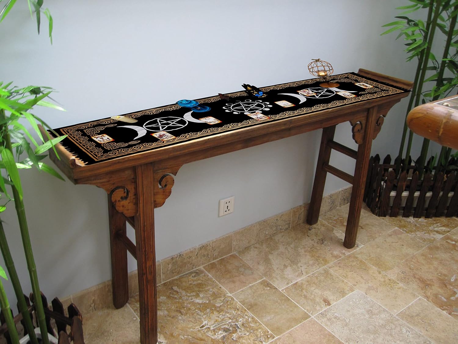 Indian Consigners Altar Cloth Witchcraft Moon Phases Triple Moon Long Side Tablecloth for Spiritual Use - Image 6