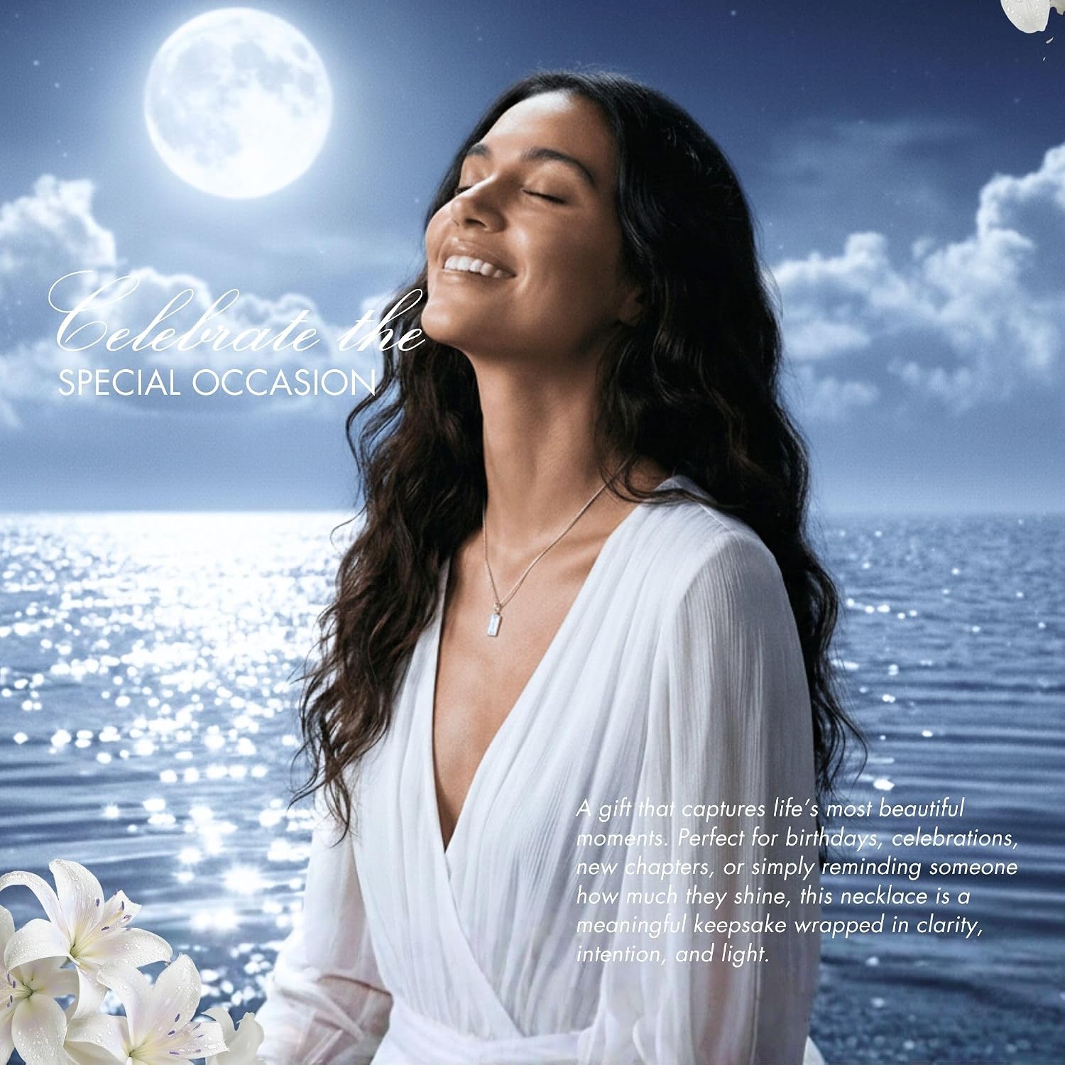 HOPE LOVE SHINE New Beginnings Rainbow Moonstone Sterling Silver Necklace for Women - Image 4