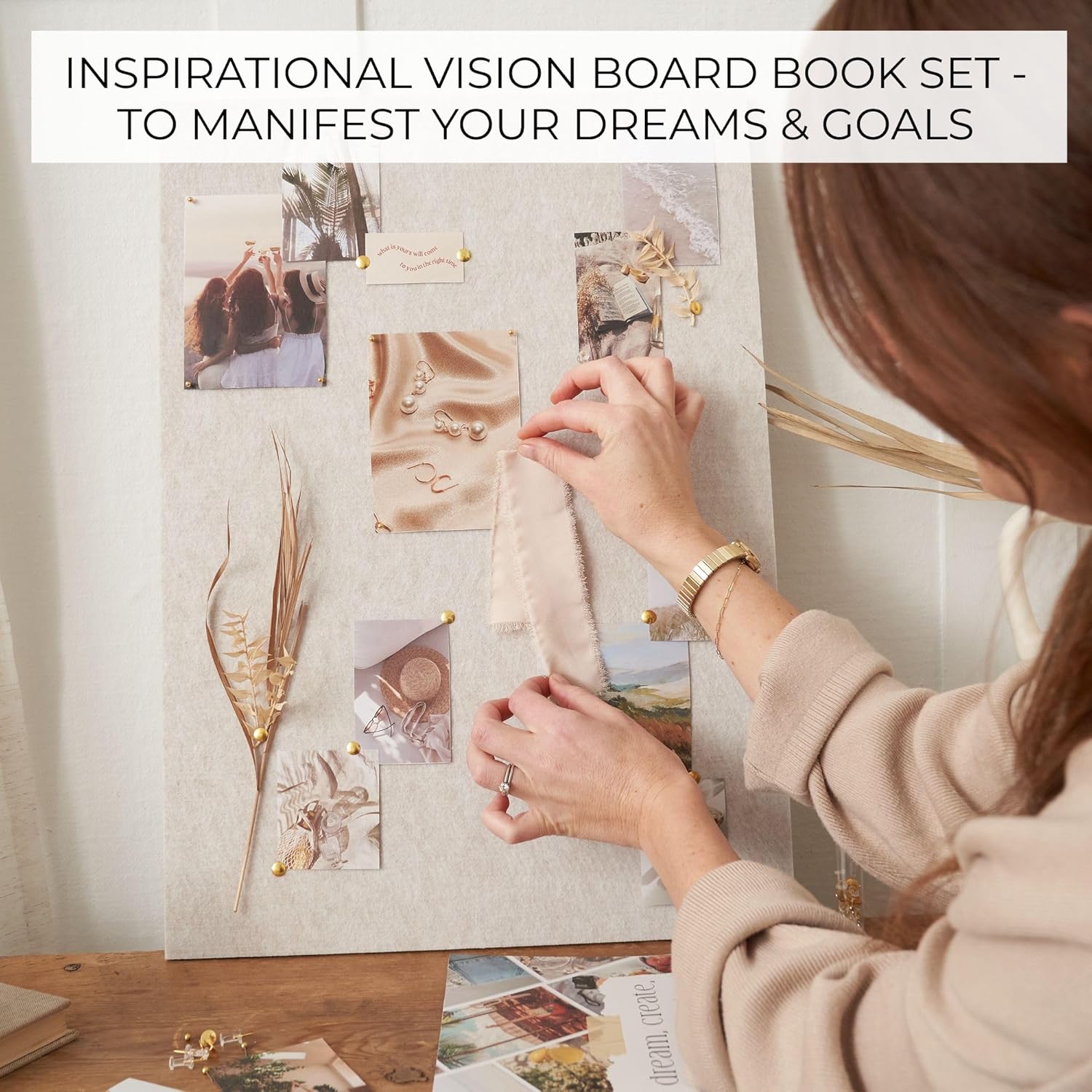 Inspirational Vision Board Kit – Complete Set with Vision Board Book & Felt Board, Motivational Pictures & Quotes to Map Your Goals & Dreams - The Perfect Supplies to Visualize Goal Setting & Success - Image 3