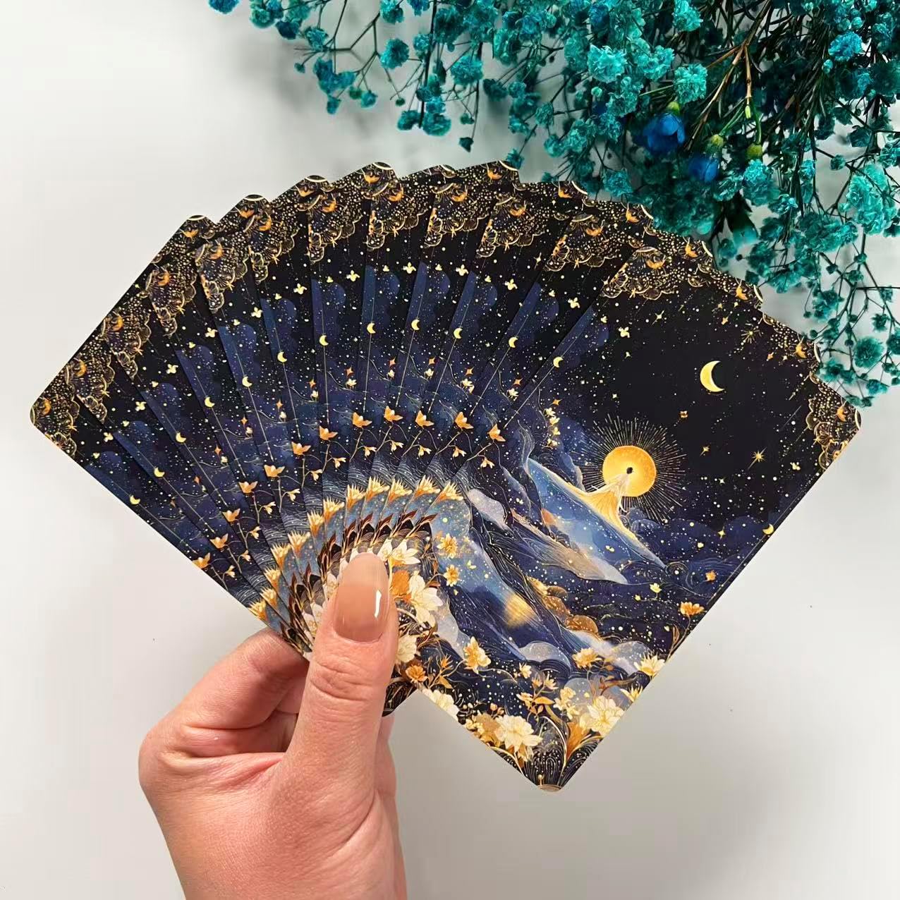 Celestial Tarot Deck, Unique Tarot Cards for Beginners with Blue Gold Edge, Divination and Spiritual Divination Tool - Image 7