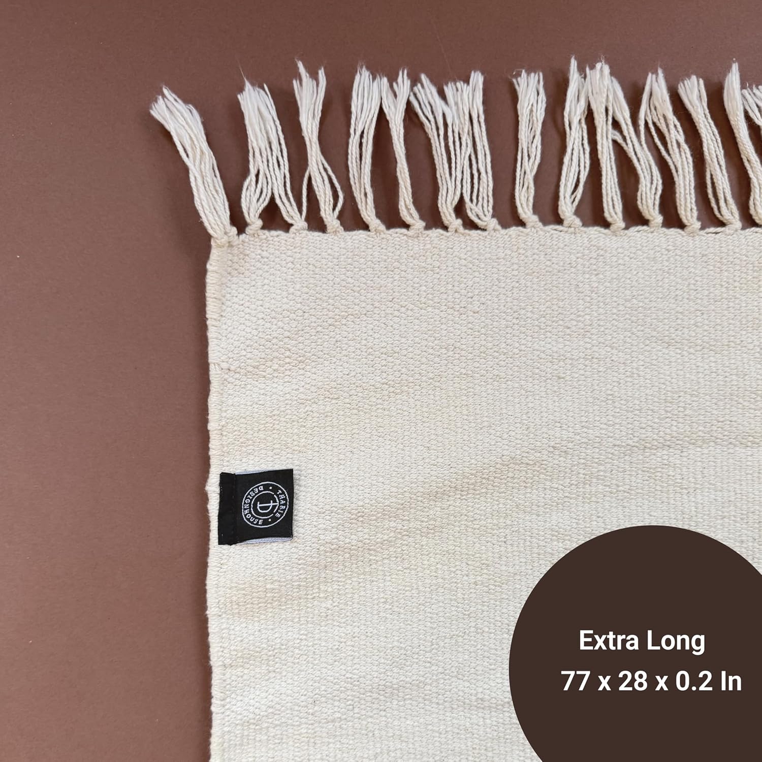 Tharie Hand-Woven Organic Cotton Yoga Mat, Washable & Good Grip, Standalone or as Topper, 70 x 196 cm, Made in India - Image 8