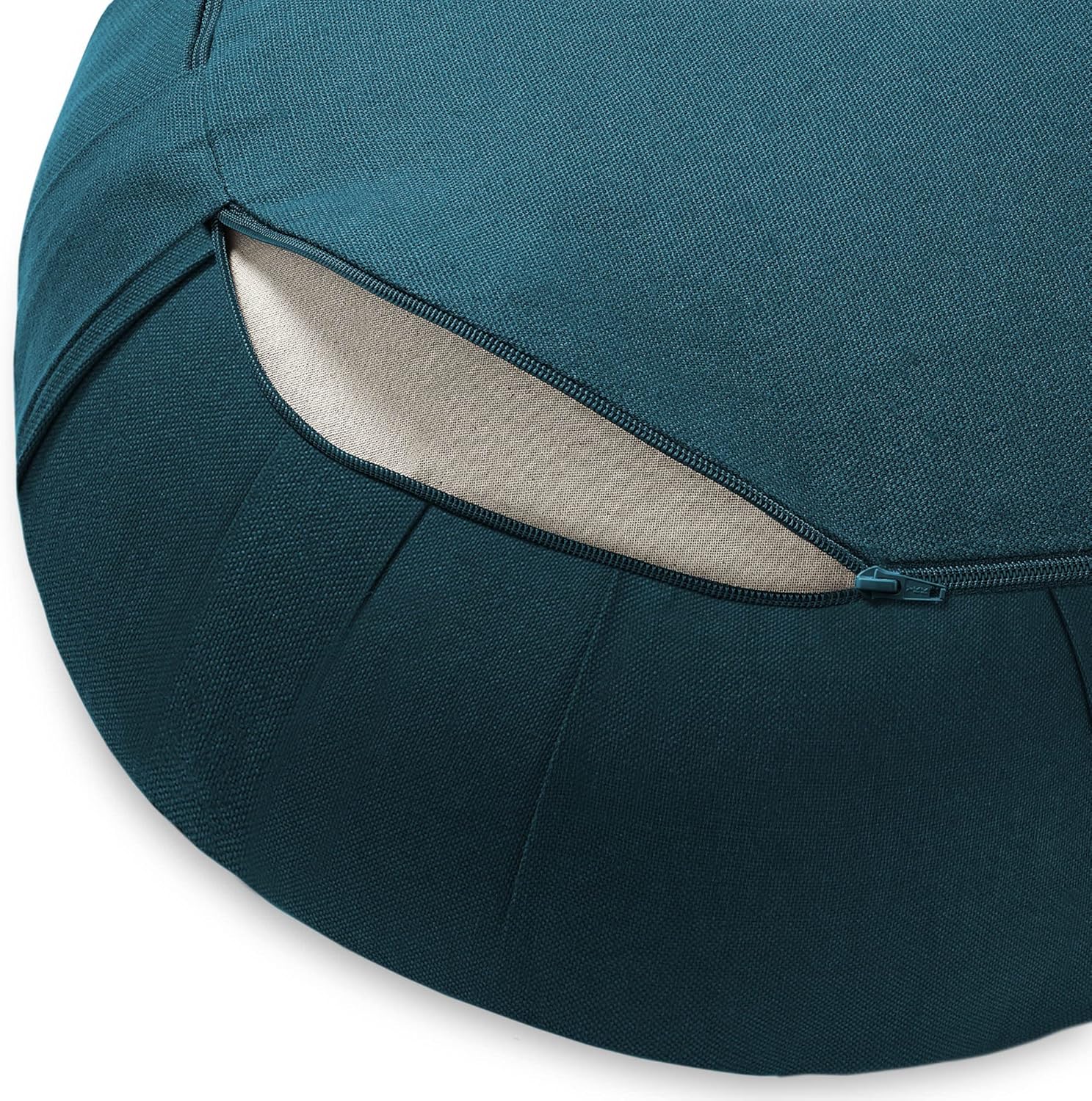 Zafu Meditation Cushion, 15" Round Buckwheat Yoga Pillow with Organic Cotton Cover - Image 3
