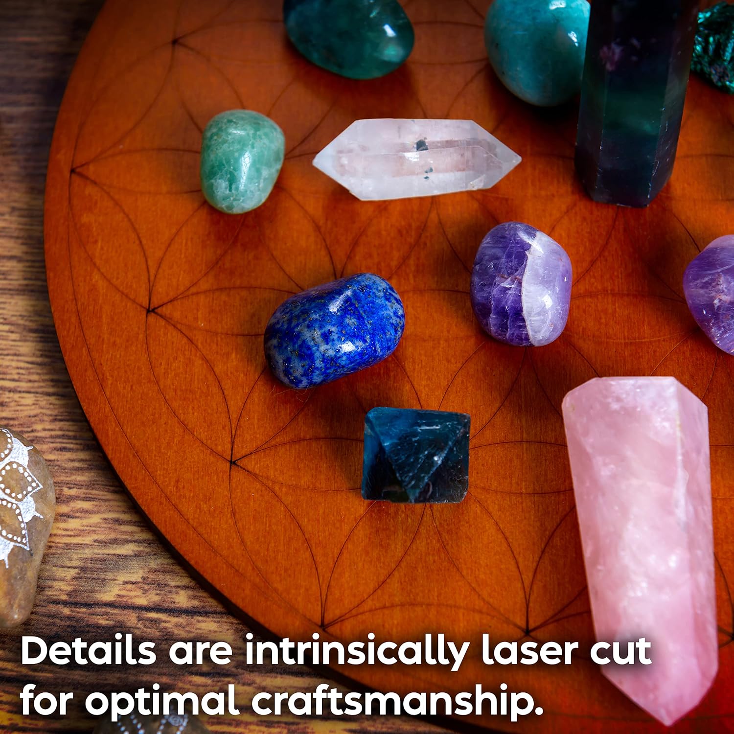 Crystal Grid Board for Stones - 10" Diameter Flower of Life Sacred Geometry Board - Amplify the Power of Your Crystals - Chakra Grid Plate, Altar Decor - Flor de la Vida - Image 8
