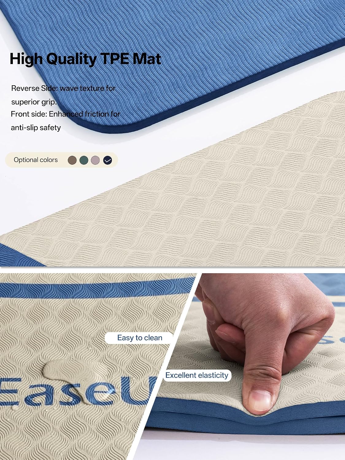 EaseUp Extra Thick Yoga Mat -2/5 inch (10MM), 72.8x31.5" Extra Long-Wide, Professional TPE Non-slip yoga mats for Yoga,Exercise, Workout,Pilates and Fitness, with strap - Image 5