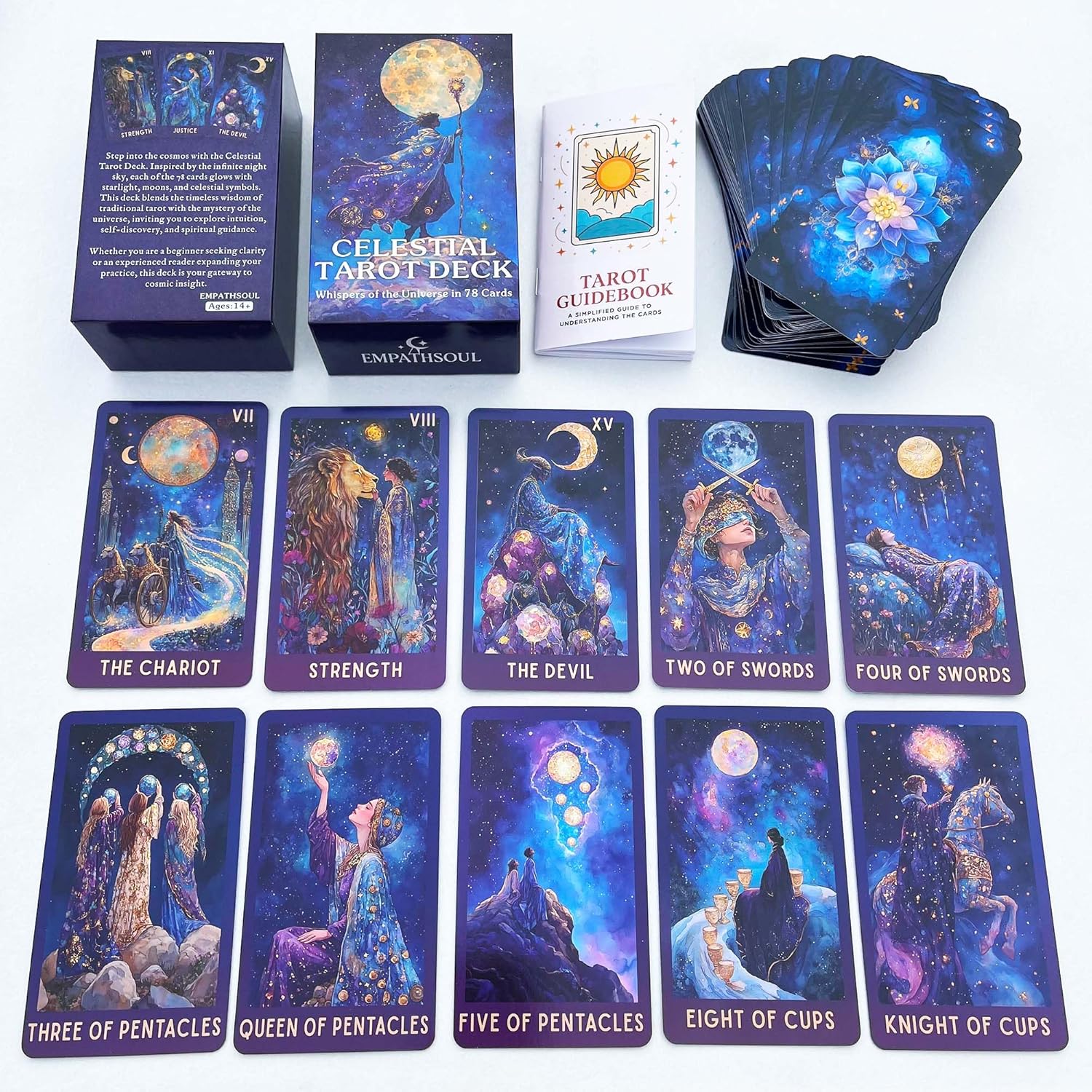 Celestial Tarot Deck Unique, 78 Cosmic Tarot Cards with with Guidebook, Modern Witch Tarot for Beginners and Experienced Readers, Divination and Spiritual Divination Tool - Image 2