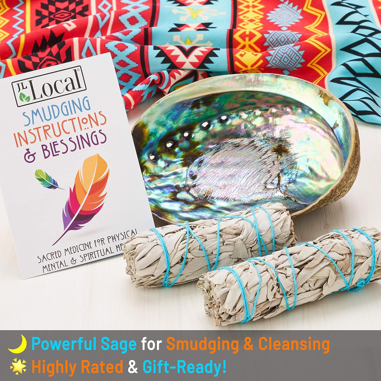 Origins Smudging Kit - 2 White Sage Smudge Stick + Abalone Shell Bowl | Sustainably Sourced Healing Incense for Home Cleansing, Protection, Meditation, Positive Energy | Sustainably Sourced, Healing Incense, Home Cleansing, Protection & Meditation, Positive Energy - Image 5