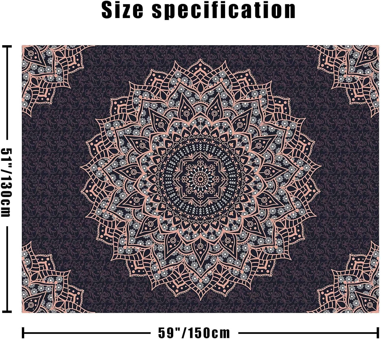Black Mandala Tapestry Wall Hanging Psychedelic Wall Tapestry Aesthetic Indian Hippie Decor Bohemian Art Boho Home Decoration for Bedroom,Living Room,Dorm - Image 7