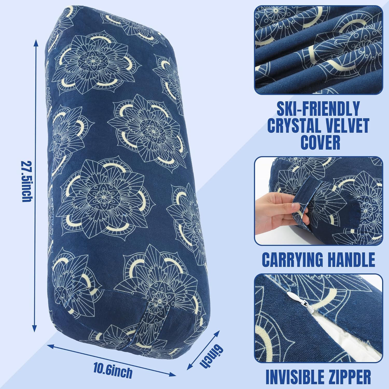 MABOZOO Yoga Bolster Pillow, Rectangular Yoga Bolster for Restorative & Meditation, Professional Meditation Cushion with Carry Handle - Image 2