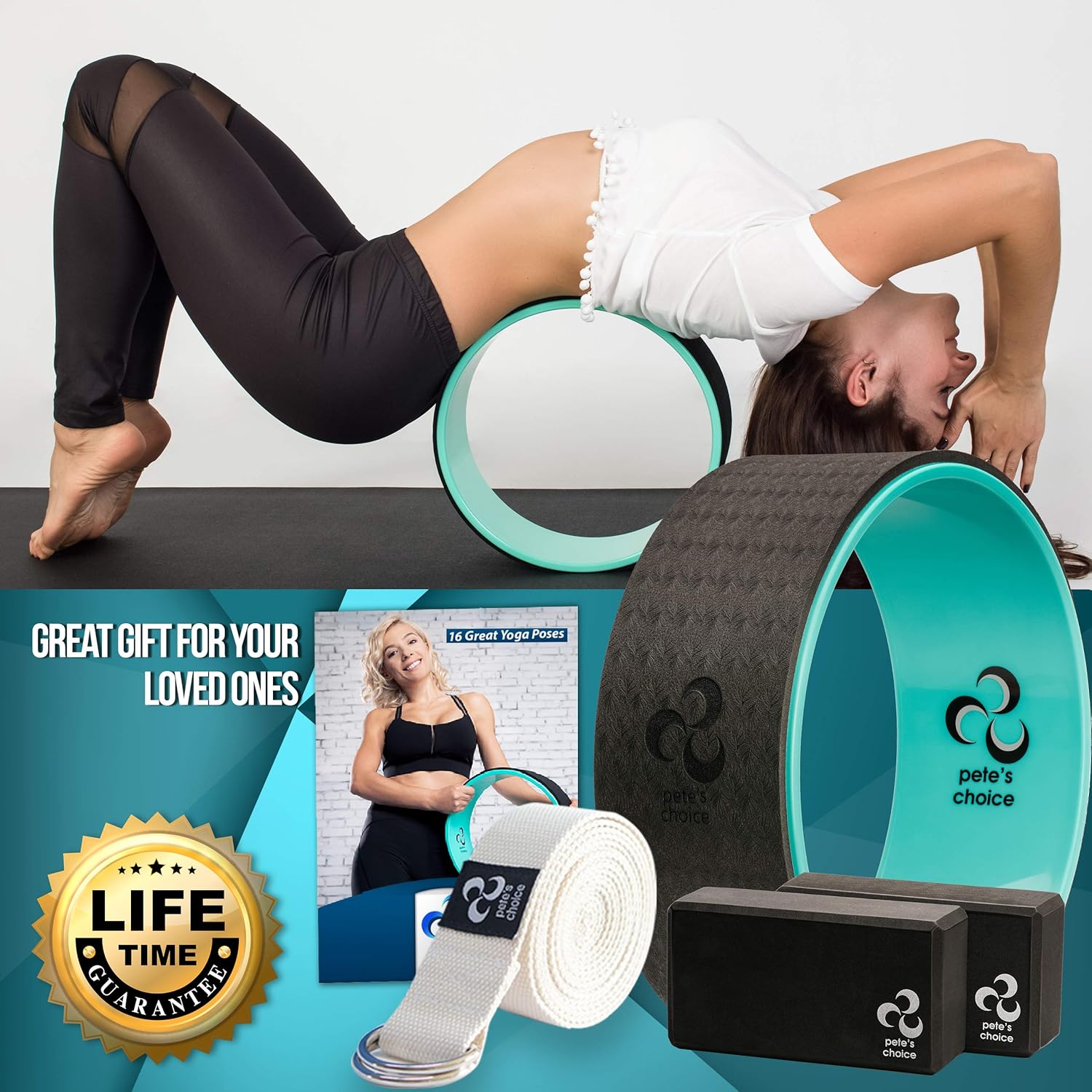Yoga Wheel with Beginners Guide & Yoga Strap - Back Pain and Tension Relief. Comfy Roller for Stretching, Increase Flexibility. Home Exercise Kit. Ideal for Women Yogis. Improve your Posture. - Image 3