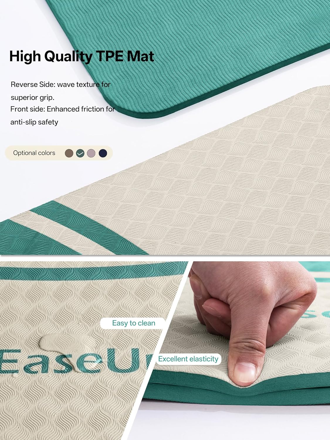 EaseUp Extra Thick Yoga Mat -2/5 inch (10MM), 72.8x31.5" Extra Long-Wide, Professional TPE Non-slip yoga mats for Yoga,Exercise, Workout,Pilates and Fitness, with strap - Image 5