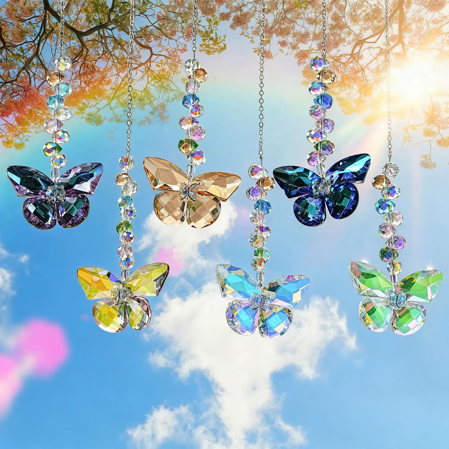 6PCS Crystal Butterfly Suncatchers for Window Hanging Ornaments Sun Catcher | Rainbow Maker,Sun Catchers Indoor Window,Wedding Garden Home Decor,Glass Ornaments for Christmas Tree,Gifts For Women Sister - Image 6