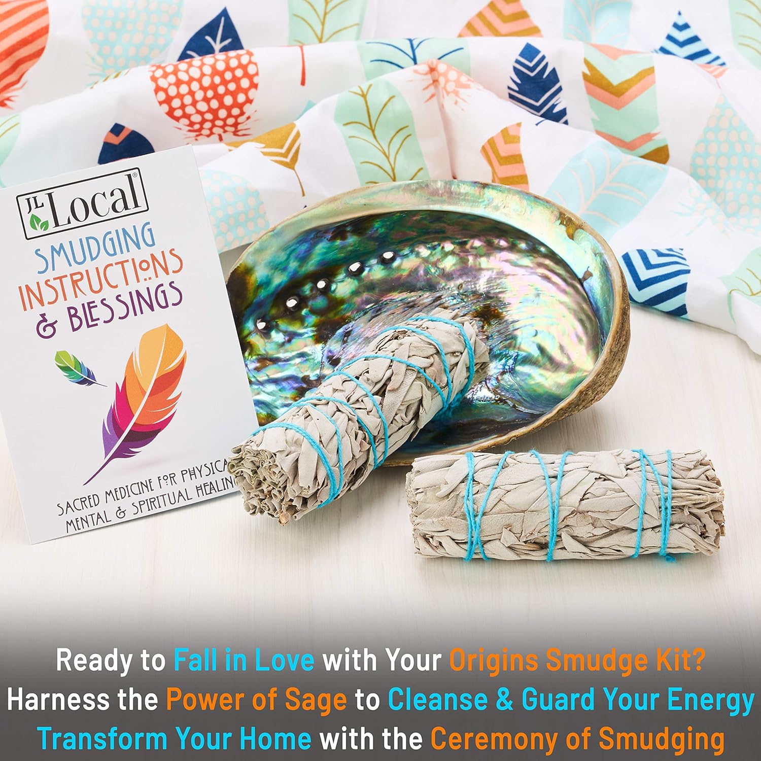 Origins Smudging Kit - 2 White Sage Smudge Stick + Abalone Shell Bowl | Sustainably Sourced Healing Incense for Home Cleansing, Protection, Meditation, Positive Energy | Sustainably Sourced, Healing Incense, Home Cleansing, Protection & Meditation, Positive Energy - Image 4