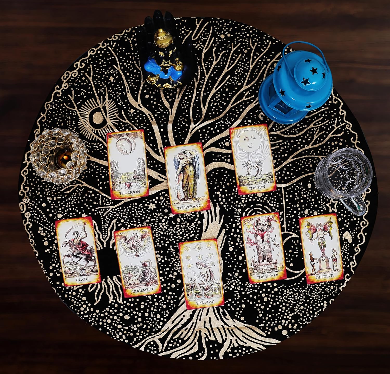 Indian Consigners Tree of Life Altar Cloth Tapestry Tablecloth Celtic Trees Ritual Spiritual Cloth for Sacred Places, Cotton Square Tarot Table Cover 18 by 18 Sacred - Image 3