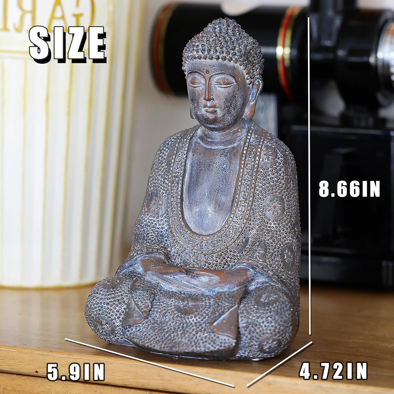 Buddha Statue Outdoor,Zen Garden Decor Buddha Sculpture for Home Meditation Decor Buda Decoration for Patio Desk Porch Yard Art Resin Decoration - Image 4