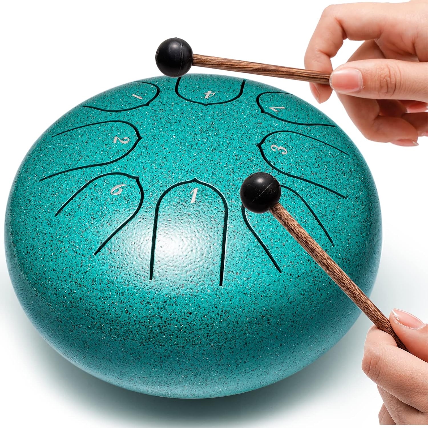 Lronbird Steel Tongue Drum 6 Inch 8 Notes Rain Drum Style Gift | Calming, Relaxation, Meditation, Education, Musical Instrument for Adults Beginners (Malachite) - Image 2