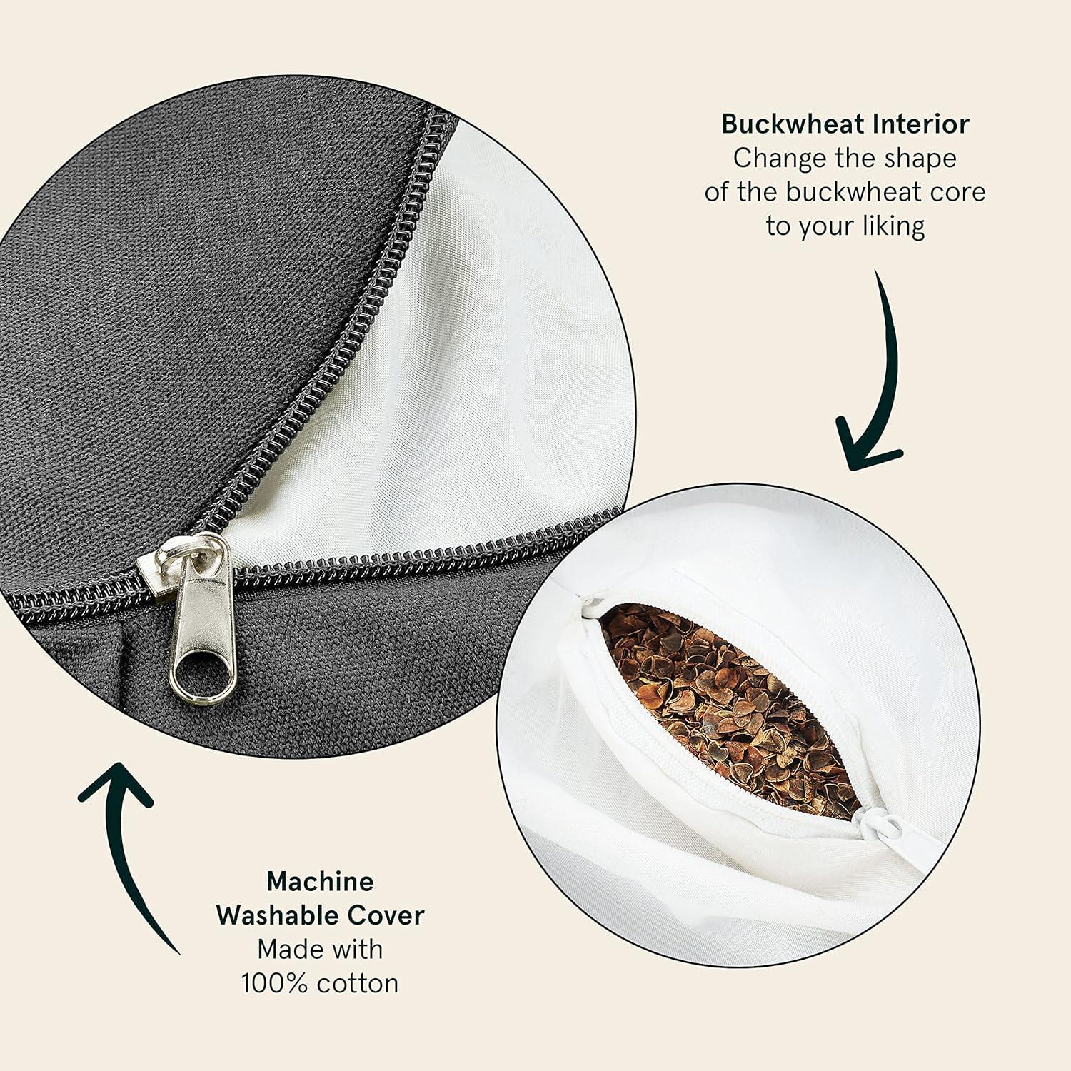 Retrospec Sedona Zafu Meditation Cushion with Buckwheat Hull Fill - Adjustable Yoga & Pilates Equipment Support - 17in Crescent Cotton Cover - Image 2