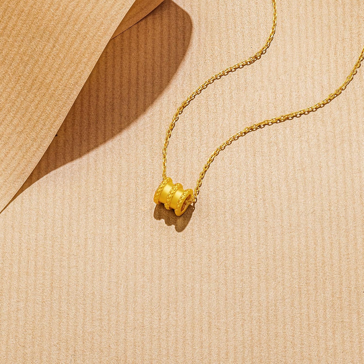 ZHOU LIU FU 24K Solid Gold Pendants Cylindrical Charm Pendant Only Real Gold Dainty Jewelry for Women Daughter Anniversary Birthday Gifts (Not Include Necklace) A0414677 - Image 5