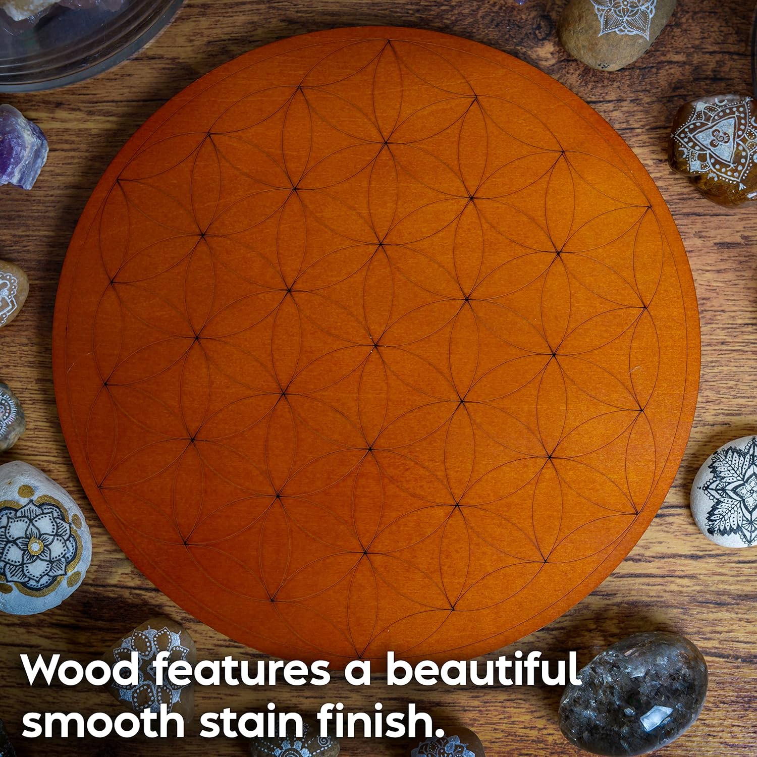 Crystal Grid Board for Stones - 10" Diameter Flower of Life Sacred Geometry Board - Amplify the Power of Your Crystals - Chakra Grid Plate, Altar Decor - Flor de la Vida - Image 7
