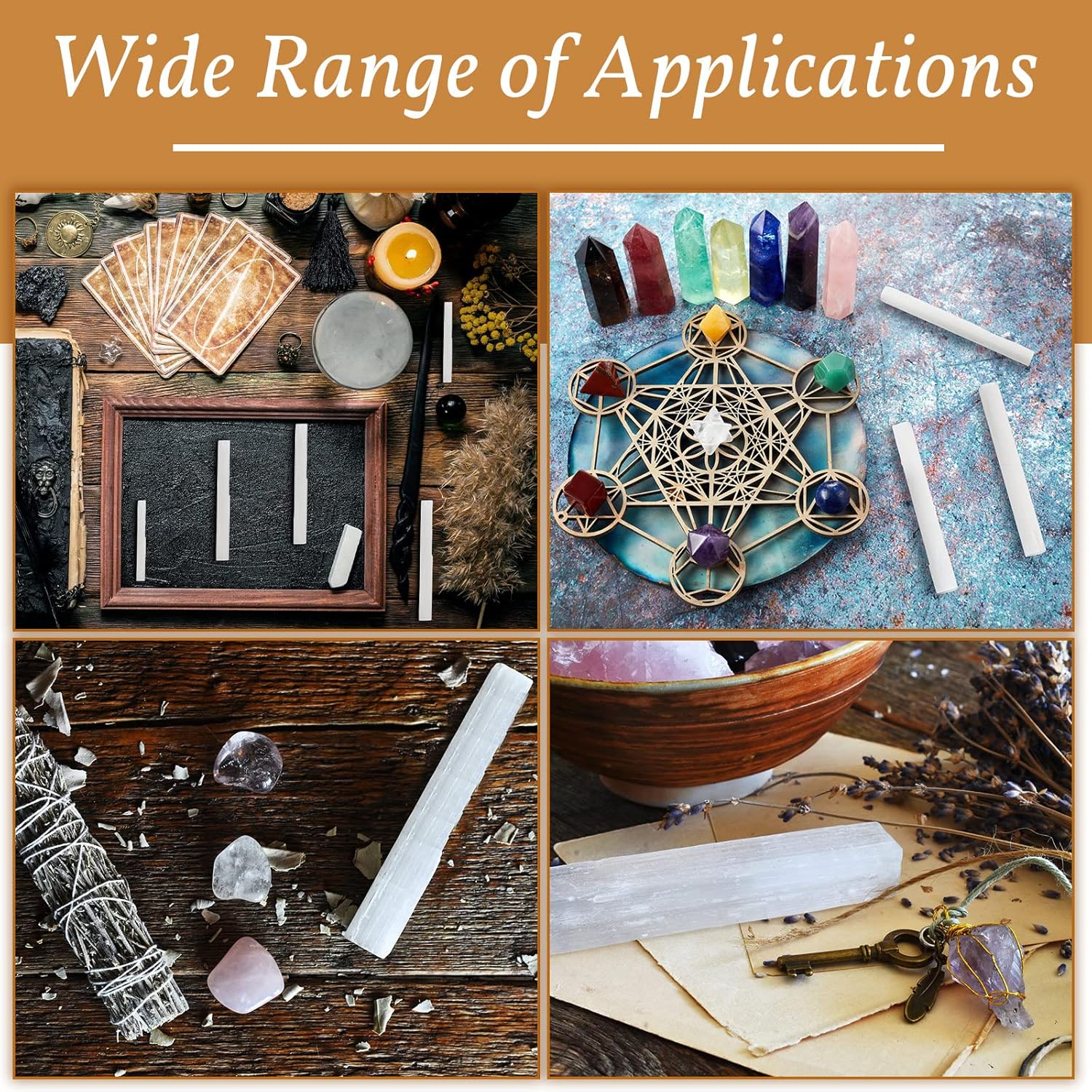 Tessco for you 36 Pieces 3.2 to 4 Inches Selenite Crystal Wands Selenite Sticks White Crystals and Healing Stones Spiritual Long Healing Crystals Stick for Reiki Energy Home Supplies - Image 4