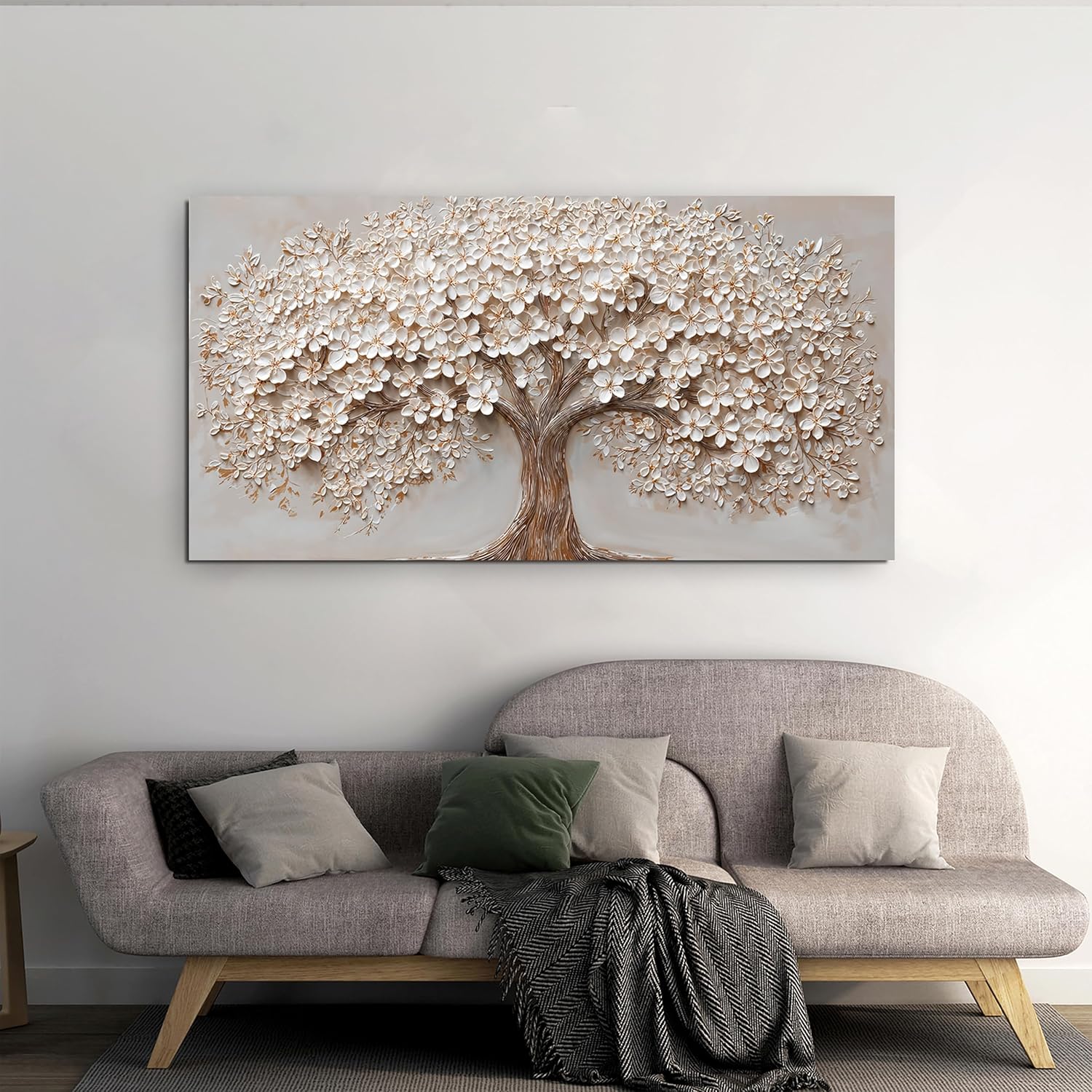 Canvas Wall Art Decor Prints Modern Botanical Wall Art Pictures for Living Room Canvas Art Wall Decor Tree of Life Wall Art Decor White Flower Wall Art Prints Artwork for Walls Bedroom Office Decor 20" X 40" - Image 5