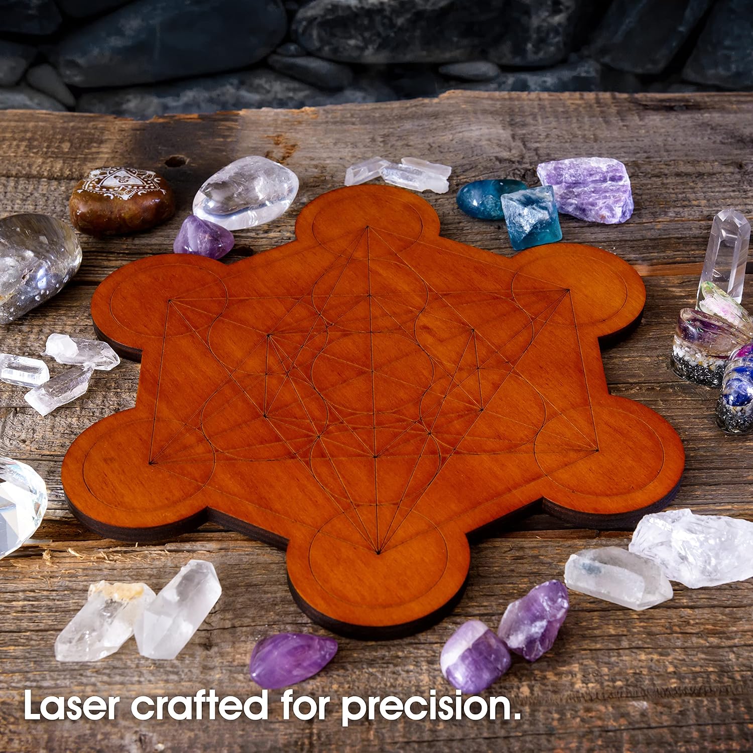 Crystal Grid Board for Stones - 10" Diameter Metatron's Cube Sacred Geometry Board - Amplify the Power of Your Crystals - Chakra Grid Plate, Altar Decor - Cubo de Metatron - Image 7