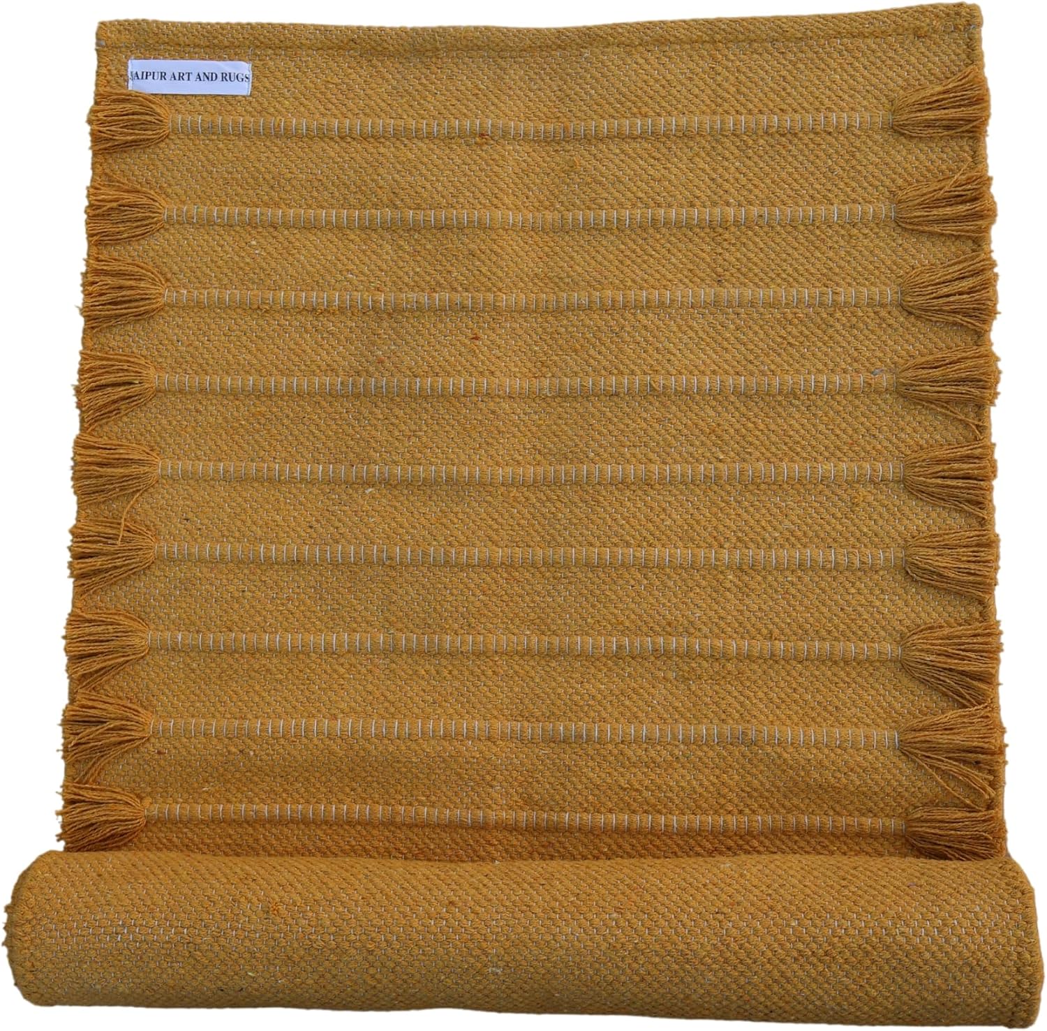 Jaipur art & Rugs Organic Cotton Yoga Mat - Eco-Friendly Hand-Woven Rug - Non Slip & Thick (24”x72”x5mm) for Everyday Fitness at Home - Comfortable Extra-Long