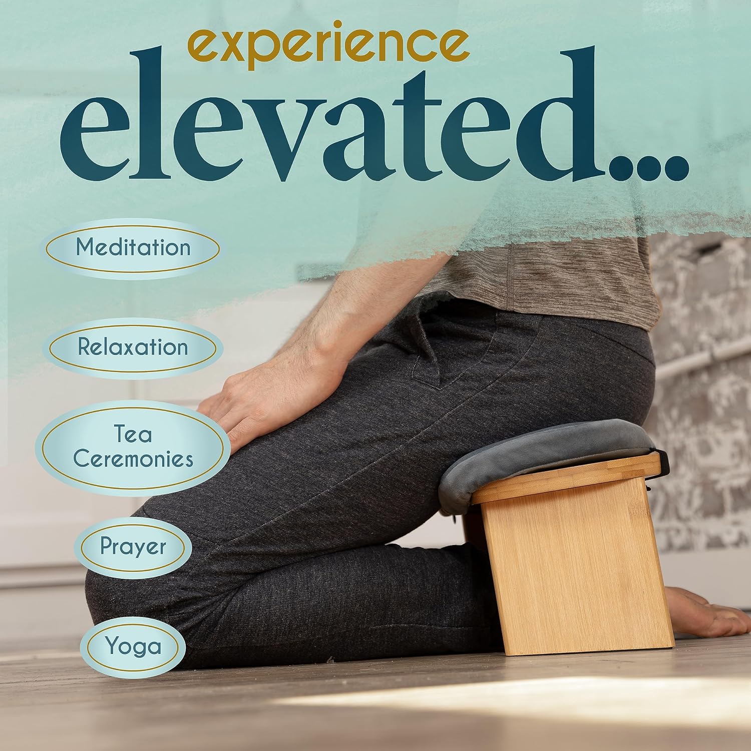 Florensi Meditation Bench - Bamboo, Foldable & Ergonomic Meditation Stool - Sturdy Prayer Bench with Meditation Cushion, Comfortable for Kneeling or Sitting - Perfect for Deeper & Longer Meditation - Image 6