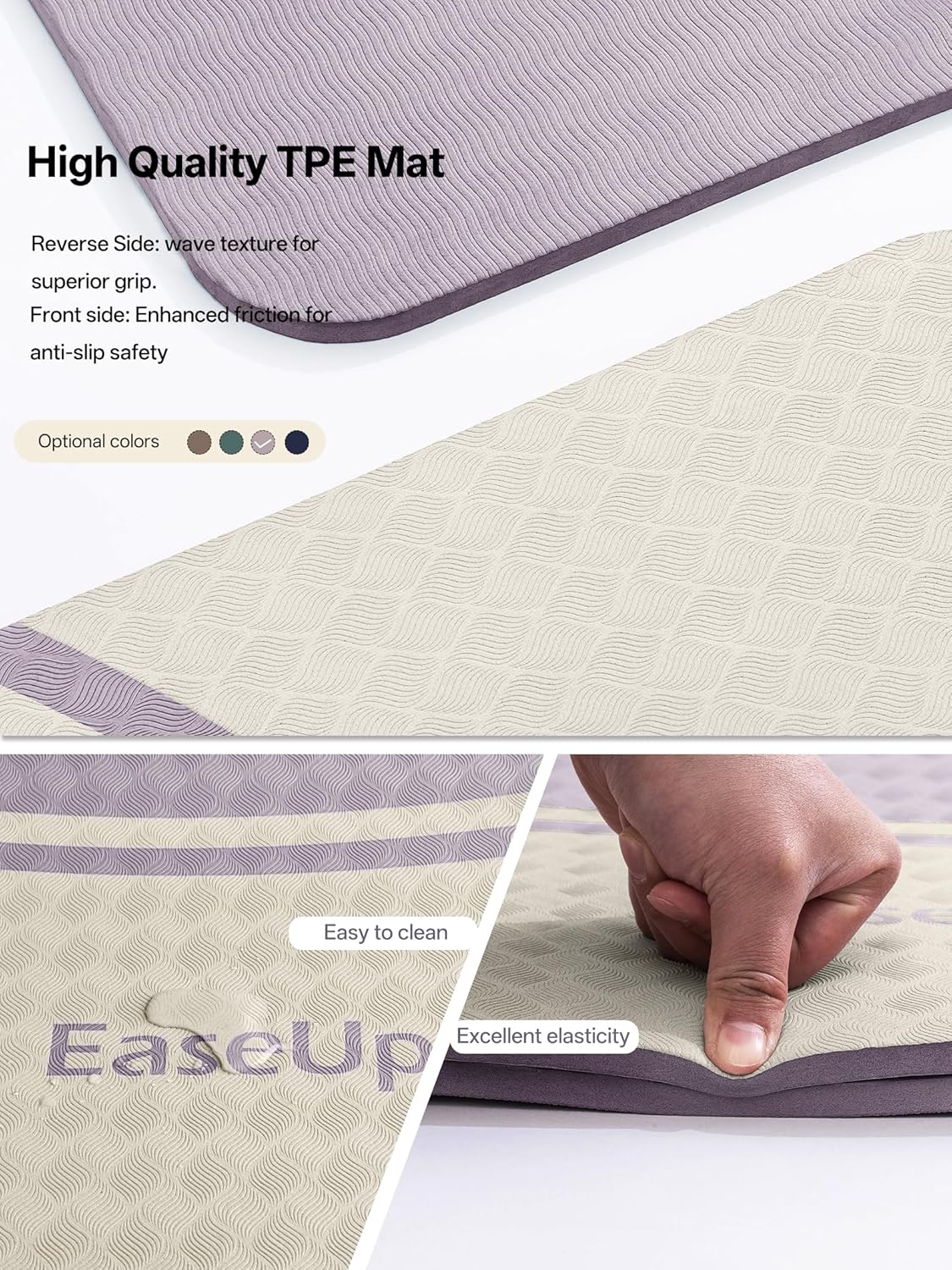EaseUp Extra Thick Yoga Mat -2/5 inch (10MM), 72.8x31.5" Extra Long-Wide, Professional TPE Non-slip yoga mats for Yoga,Exercise, Workout,Pilates and Fitness, with strap - Image 5