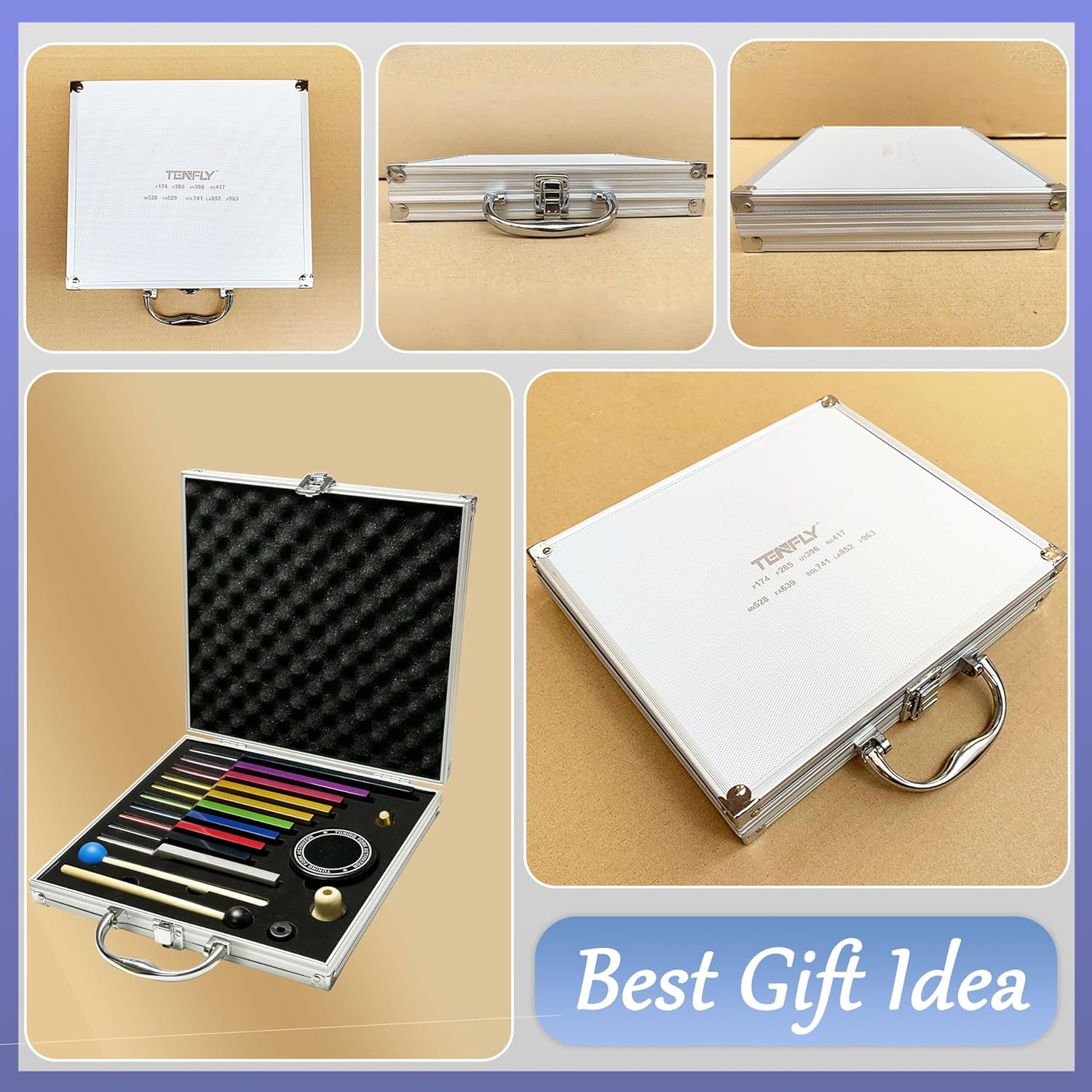 Solfeggio Tuning Fork Set - 10 Multicolour Tuning Forks Perfect for DNA Healing with Exquisite Aluminum Gift Box (174 Hz, 285 Hz, 396 Hz, 417 Hz, 432Hz, 528 Hz, 639 Hz, 741 Hz 852 Hz, 963 Hz) - Image 7