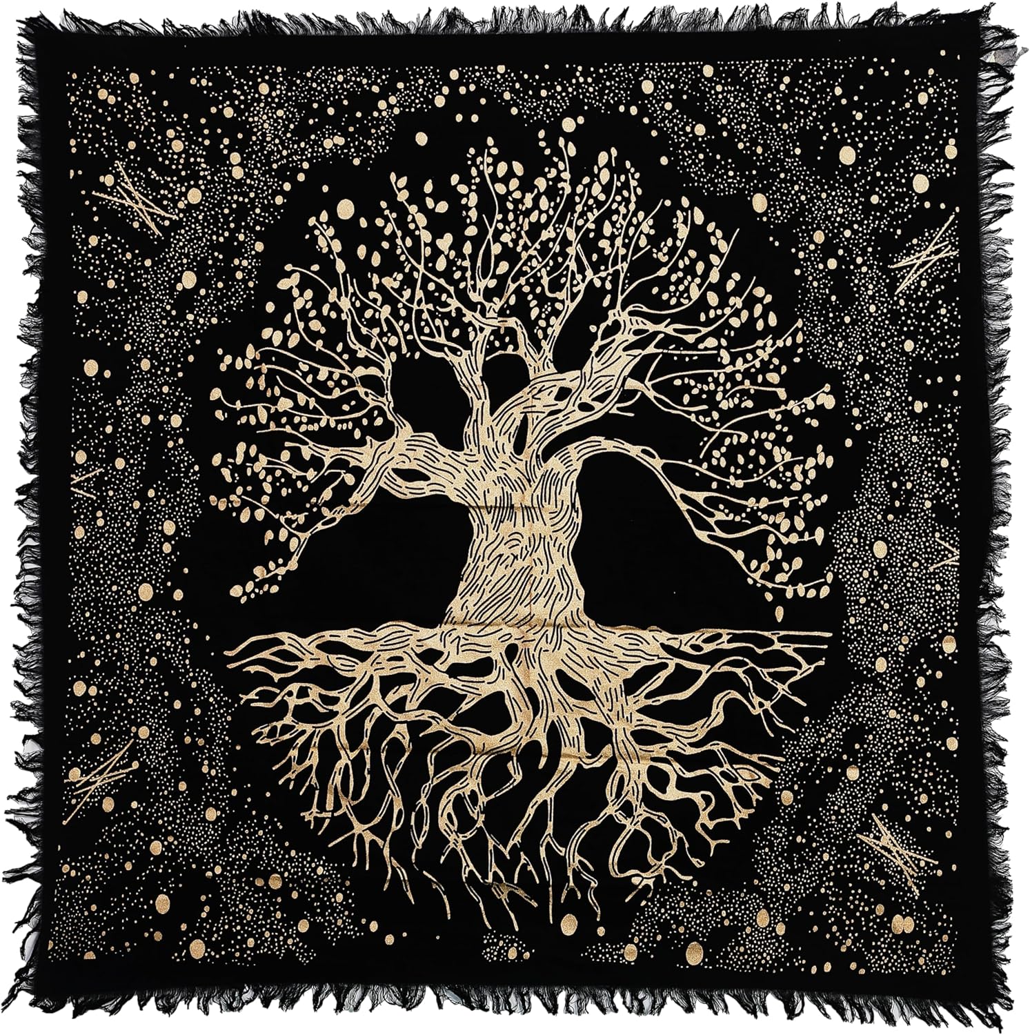 Indian Consigners Tree of Life Altar Cloth Tapestry Tablecloth Celtic Trees Ritual Spiritual Cloth for Sacred Places, Cotton Square Tarot Table Cover 24 by 24 Sacred