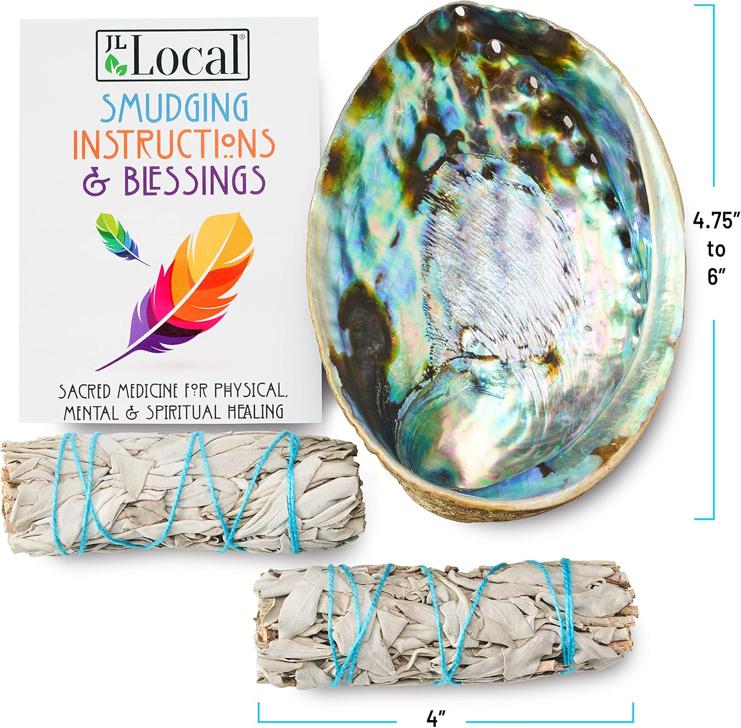 Origins Smudging Kit - 2 White Sage Smudge Stick + Abalone Shell Bowl | Sustainably Sourced Healing Incense for Home Cleansing, Protection, Meditation, Positive Energy | Sustainably Sourced, Healing Incense, Home Cleansing, Protection & Meditation, Positive Energy - Image 6