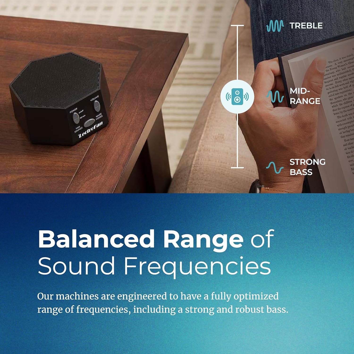 Adaptive Sound Technologies LectroFan Classic - Soothing Sound Machine for Sleep - Built-in Sleep Timer - Compact Design - Non-Looping Sounds - Speech Privacy - Black - Image 6