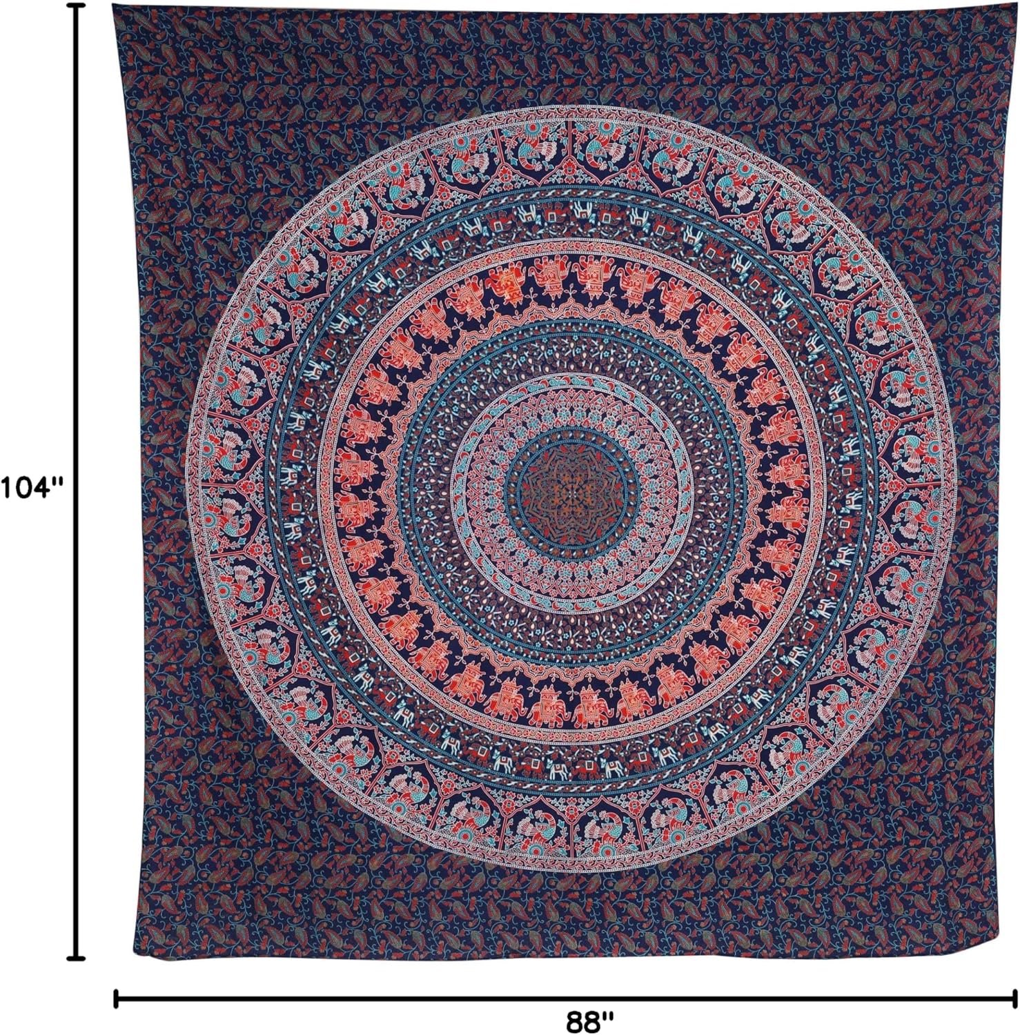 Bless International Indian-hippie-gypsy Bohemian-psychedelic Cotton-mandala Wall-hanging-tapestry-multi-color Large-mandala Hippie-tapestry (Golden Blue, King (88x104Inches)(225x265Cms)) - Image 7