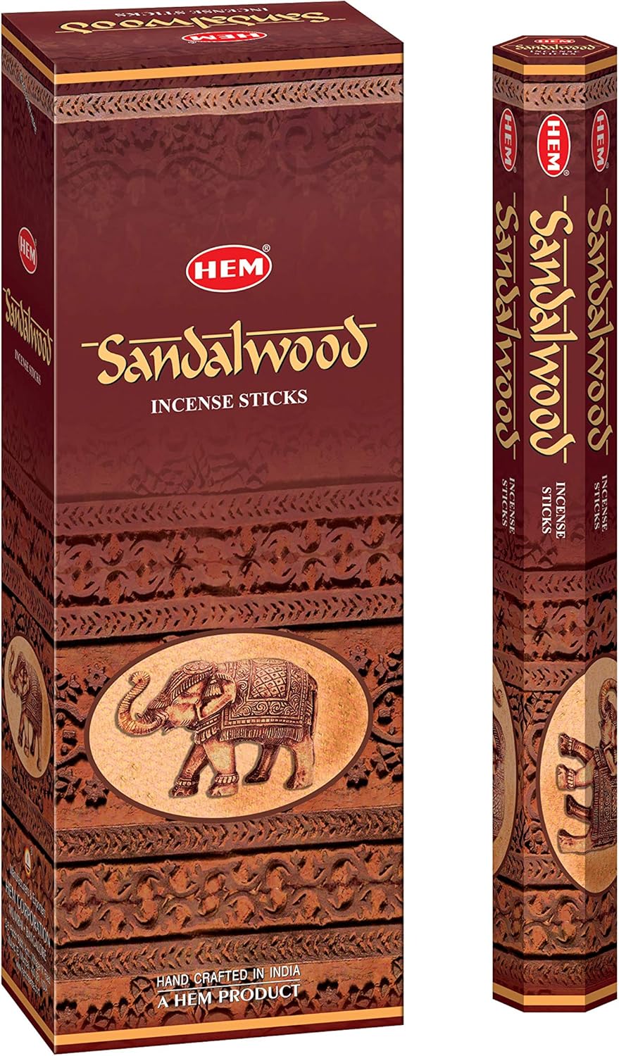 HEM - Sandalwood Incense Sticks - Pack of 6 - 120 count - 301g